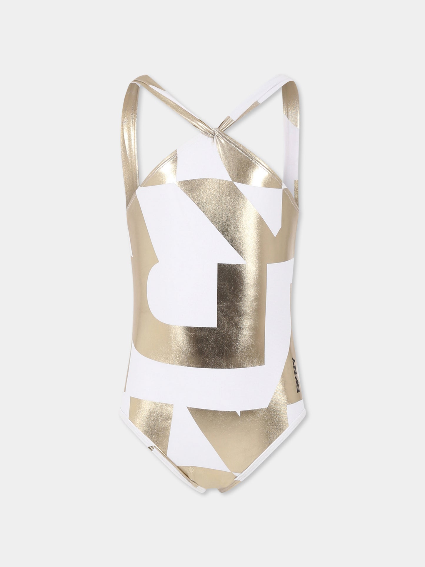 White swimsuit for girl with logo