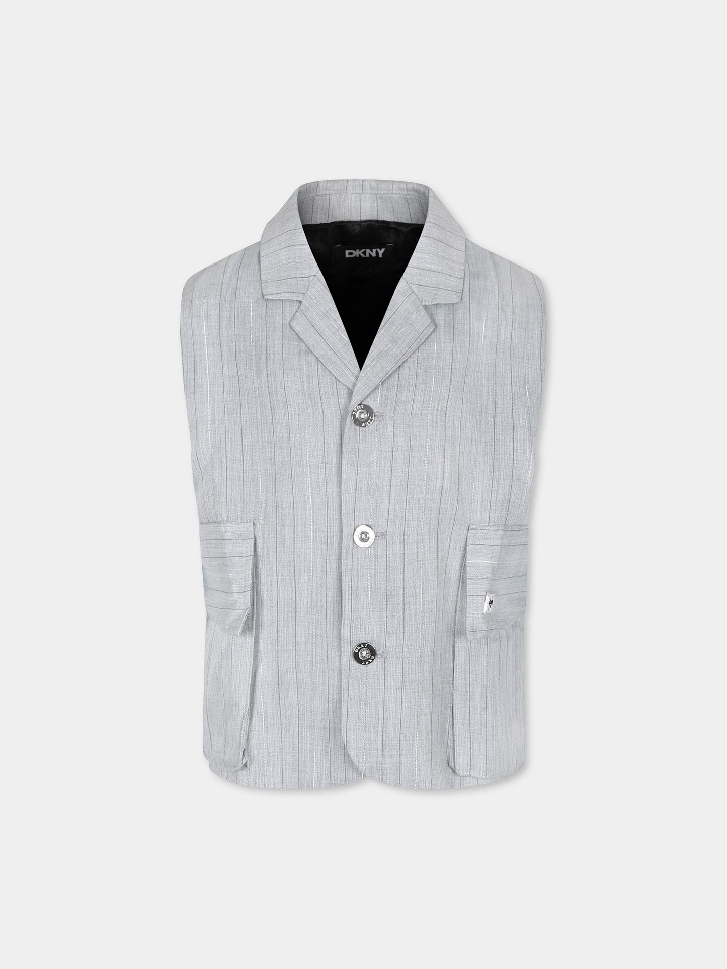 Gilet grigio per bambina con logo,Dkny,D62278 A10
