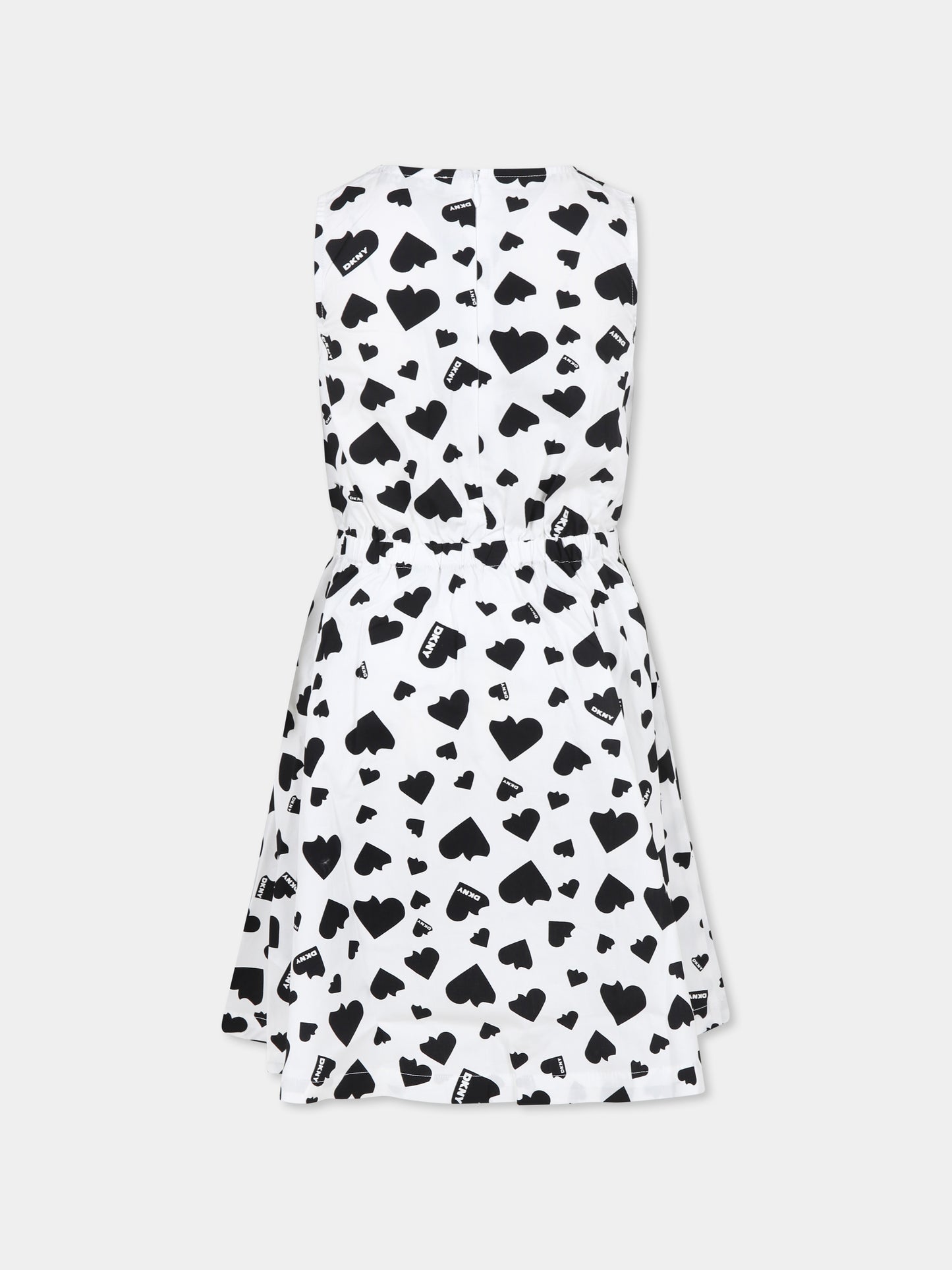 Vestito bianco per bambina con cuori all over,Dkny,D62328 N50