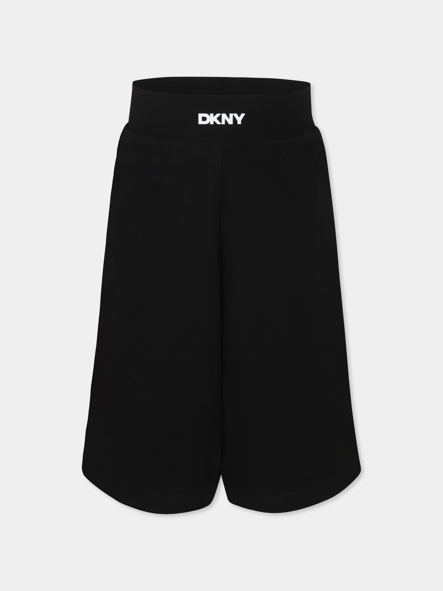 Shorts neri per bambina con logo,Dkny,D62269 09B