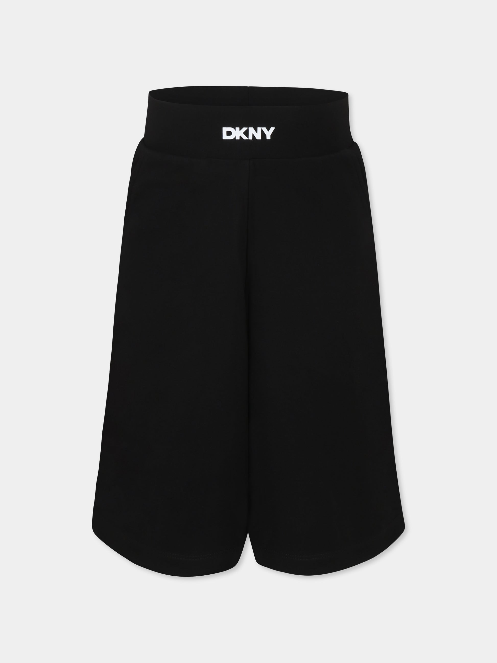 Shorts neri per bambina con logo,Dkny,D62269 09B