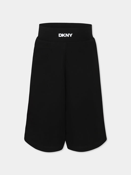 Shorts neri per bambina con logo,Dkny,D62269 09B