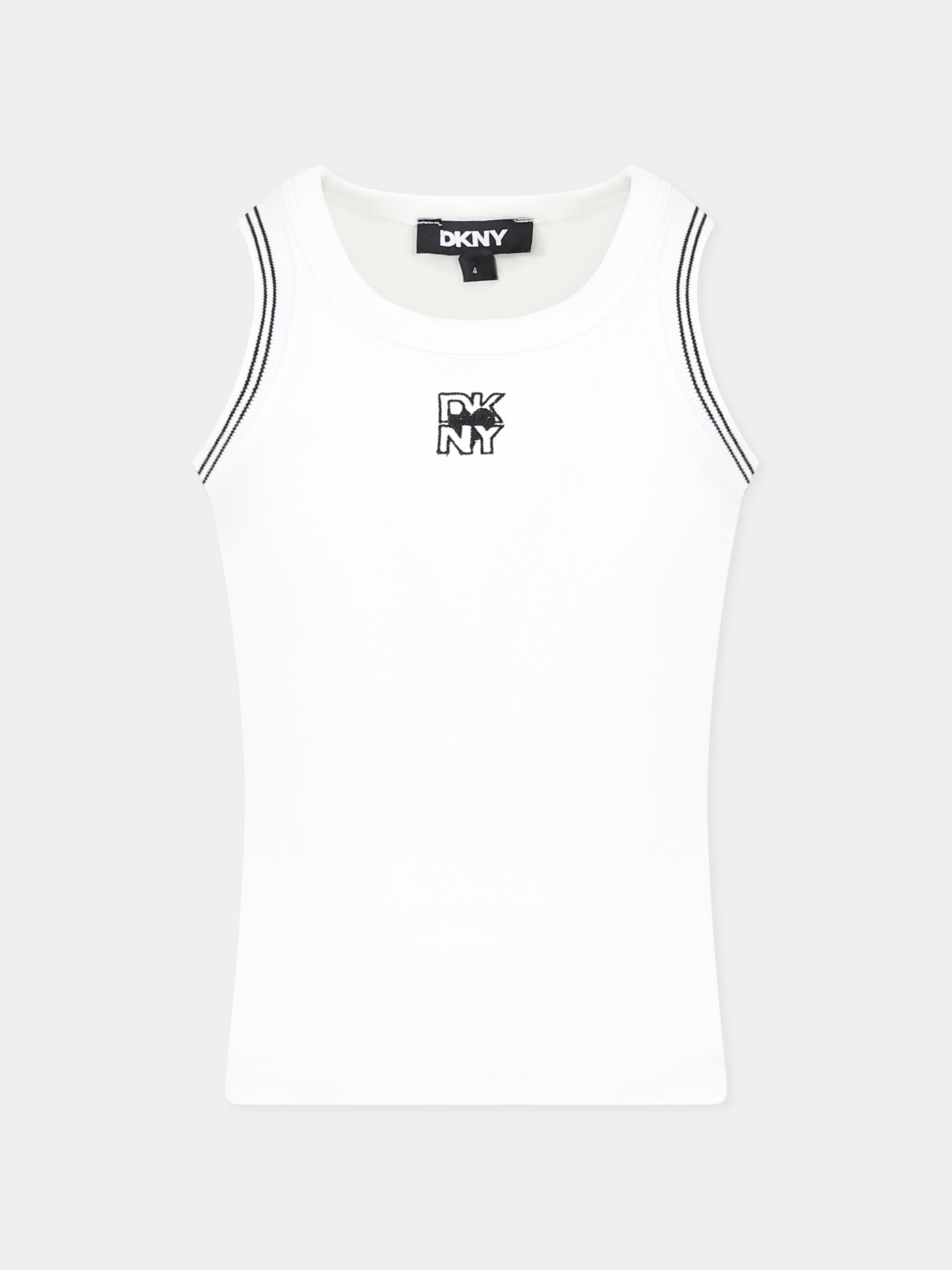 Canotta bianca per bambina con logo,Dkny,D62263 10P