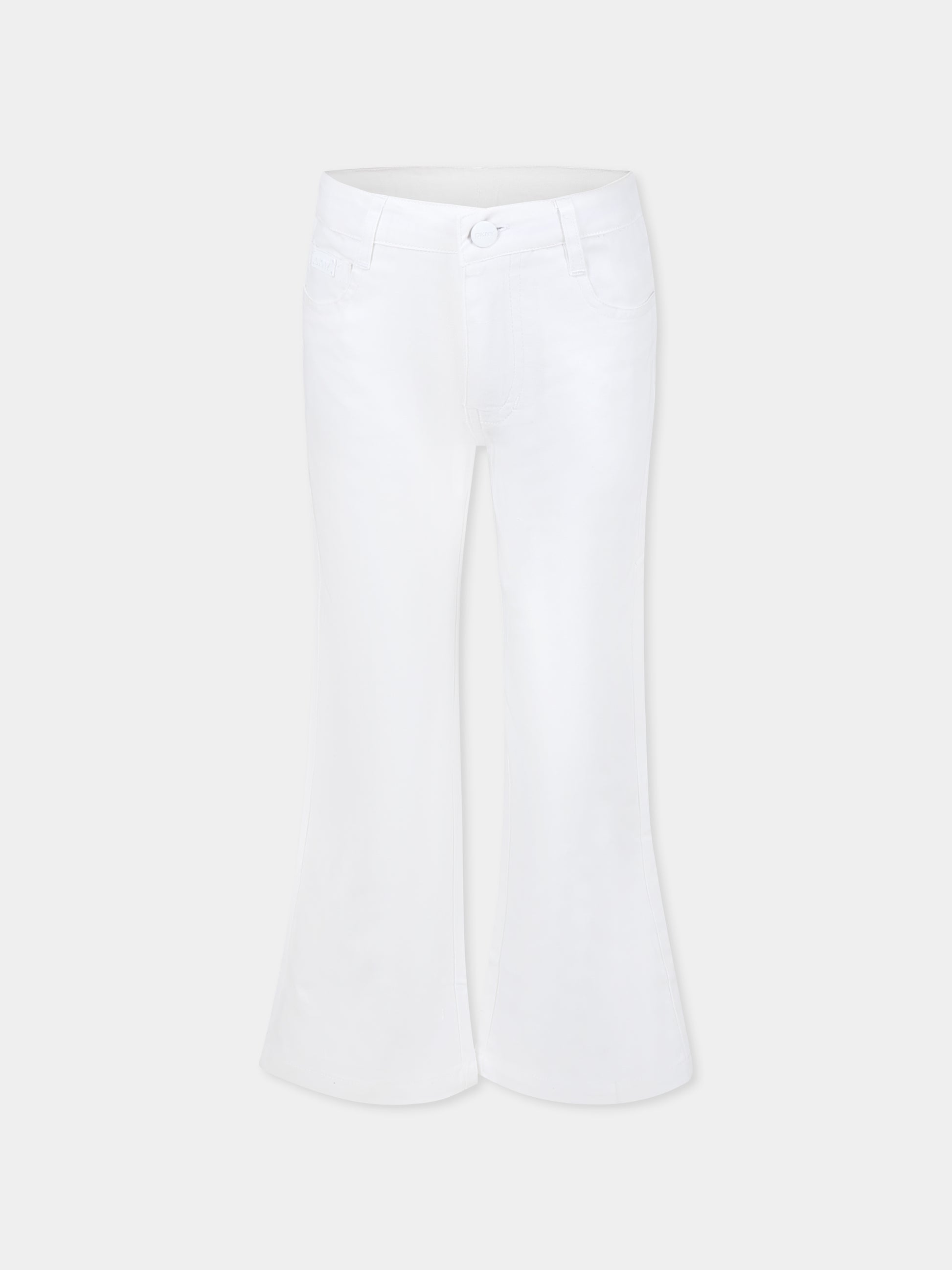 Pantaloni bianchi per bambina con logo,Dkny,D62336 10P