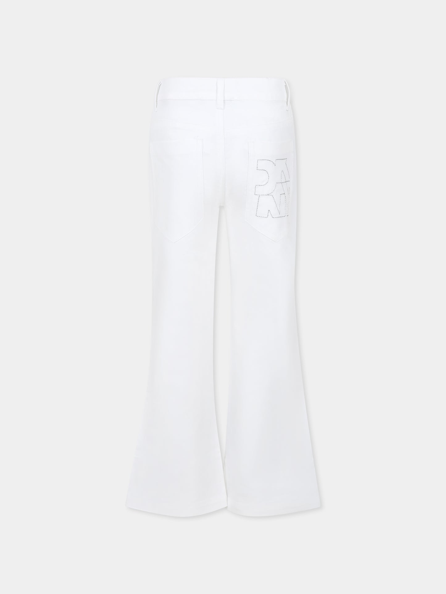 Pantaloni bianchi per bambina con logo,Dkny,D62336 10P