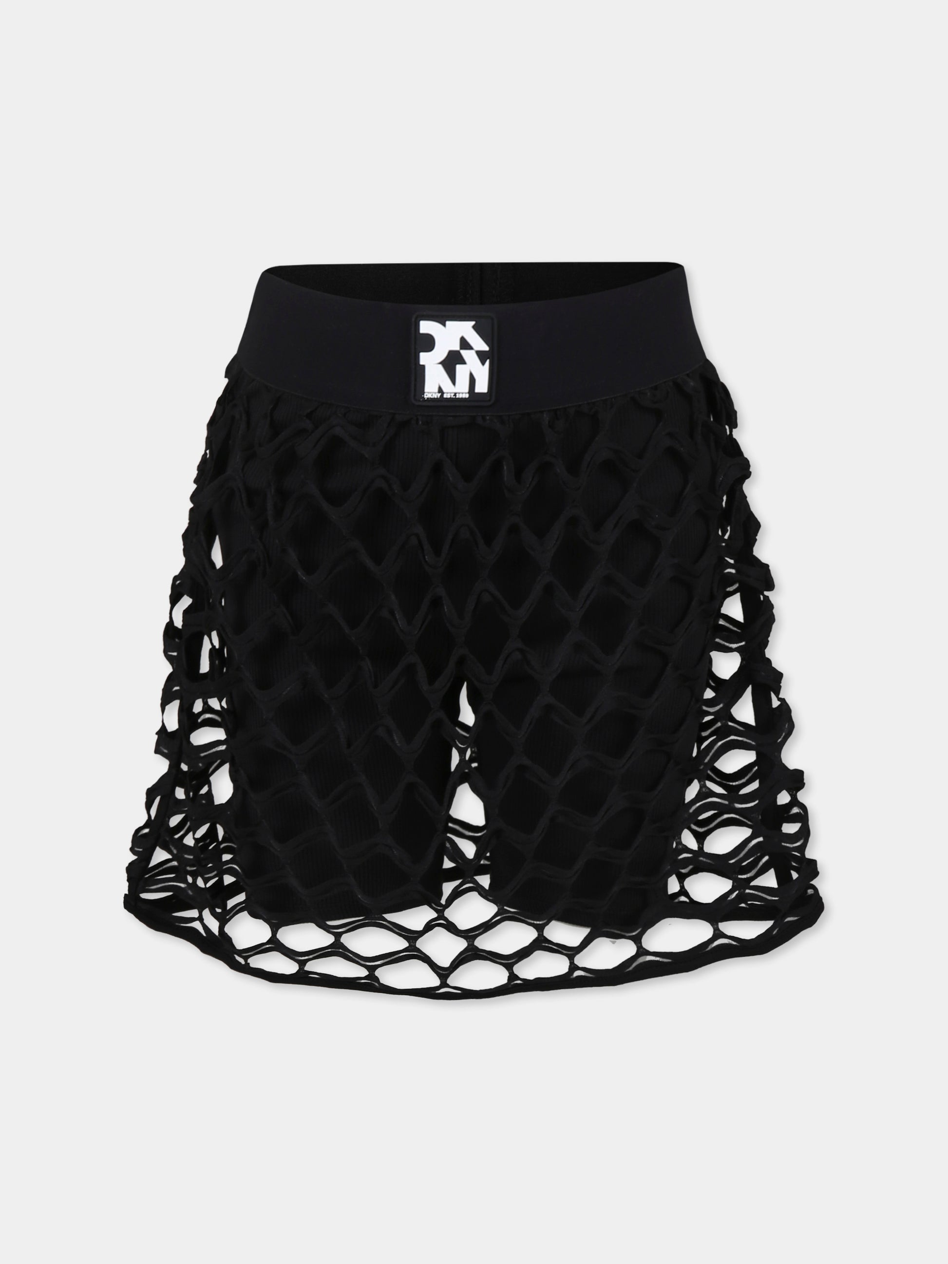 Shorts neri per bambina con logo,Dkny,D62262 09B
