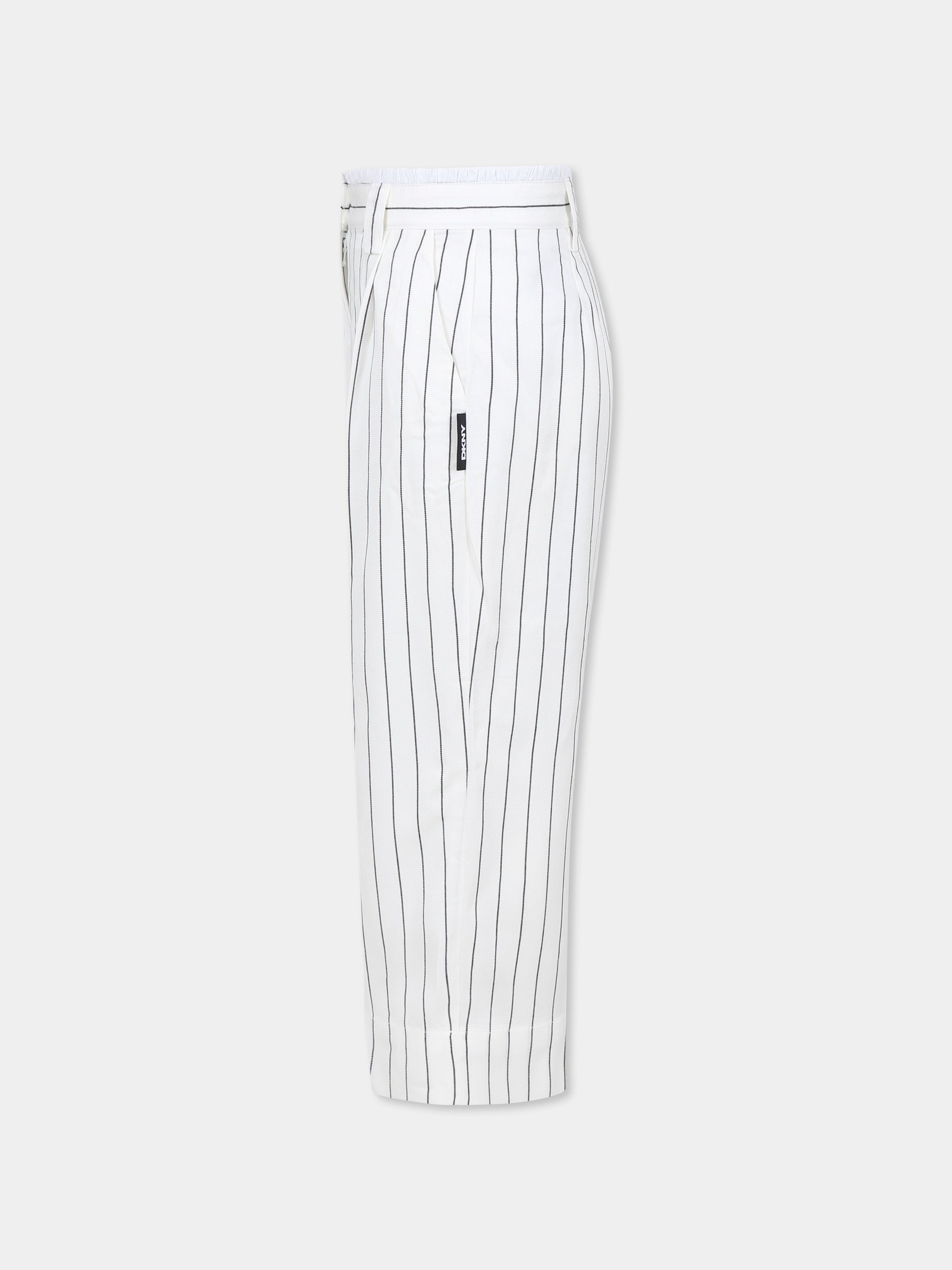 Pantaloni bianchi per bambina con logo,Dkny,D62281 N50