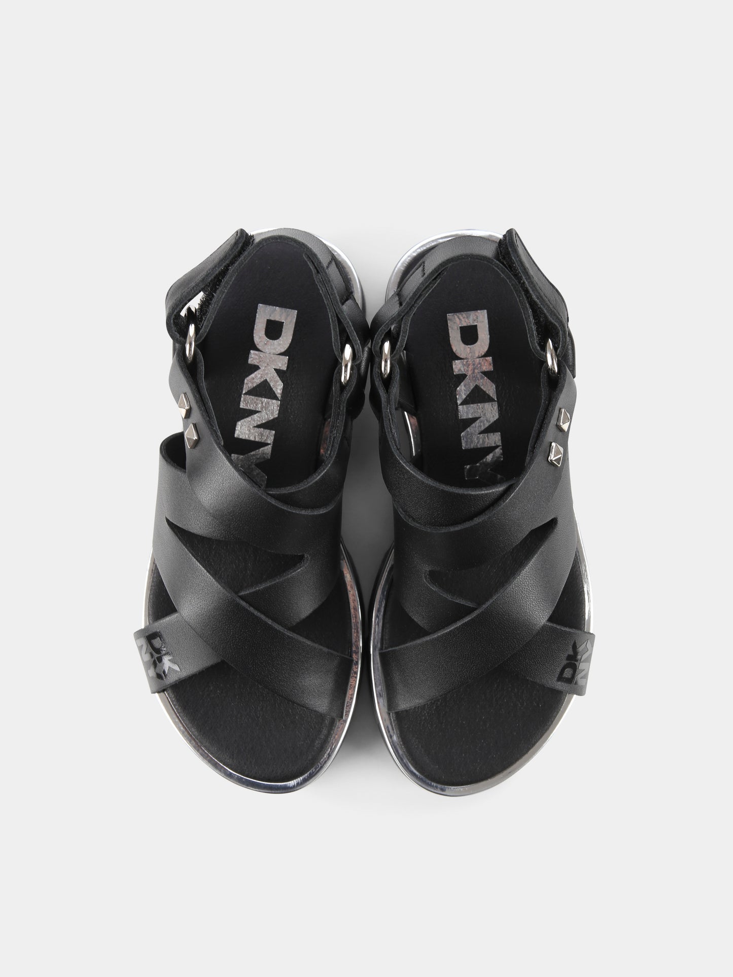 Sandali neri per bambina con borchie,Dkny,D62090 09B