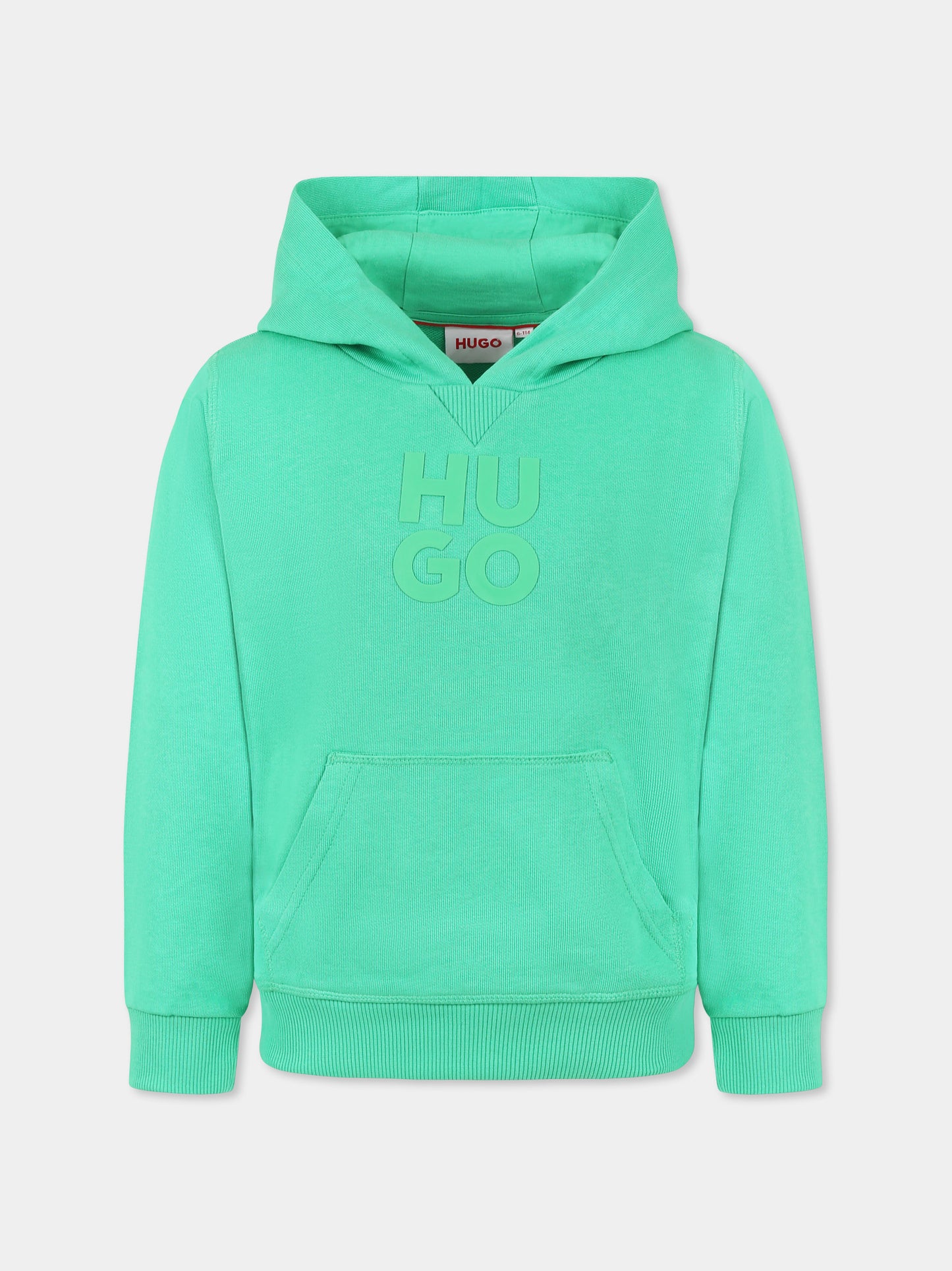 Felpa verde per bambino con logo,Hugo,G00349 67F