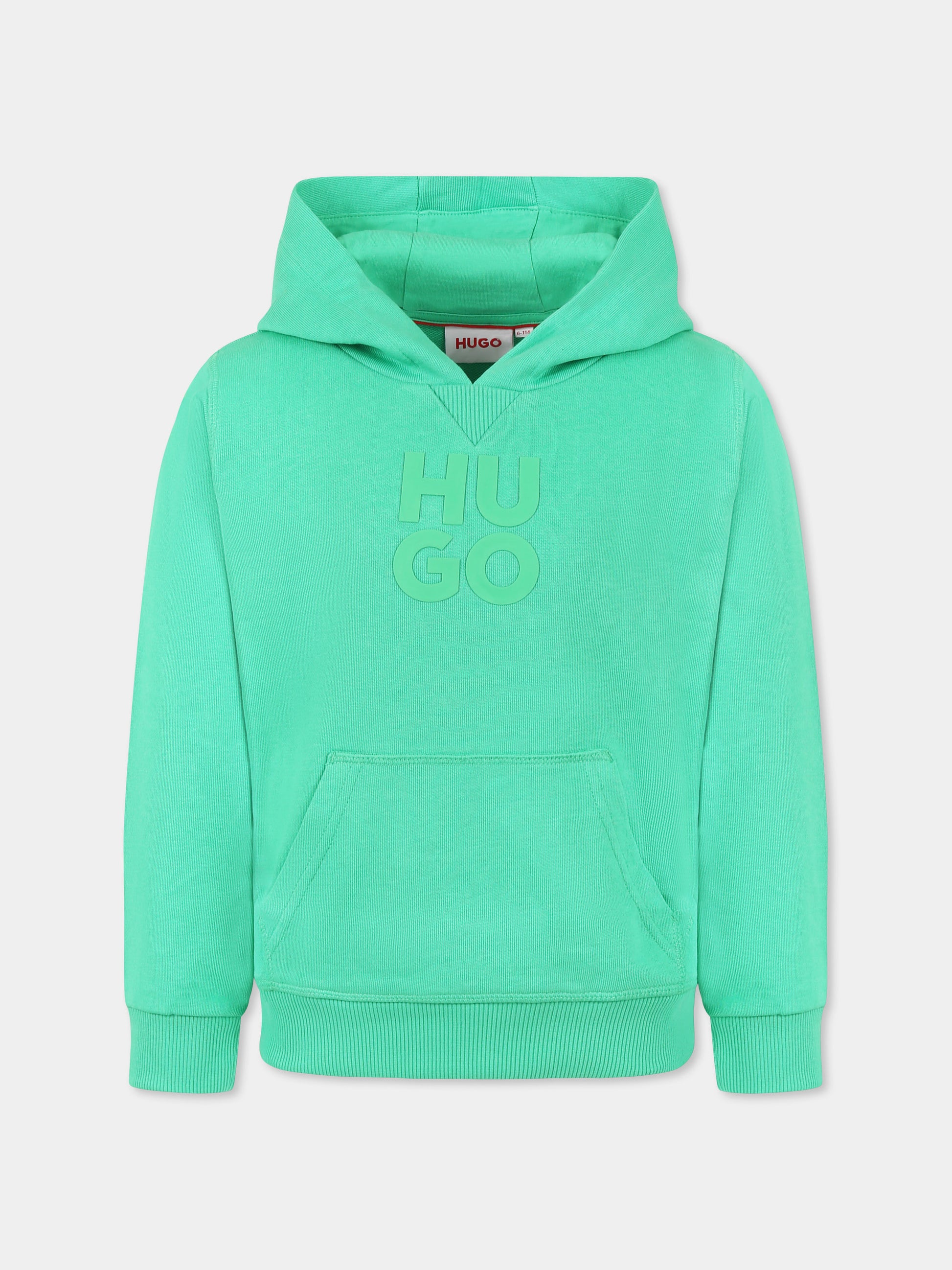 Felpa verde per bambino con logo,Hugo,G00349 67F