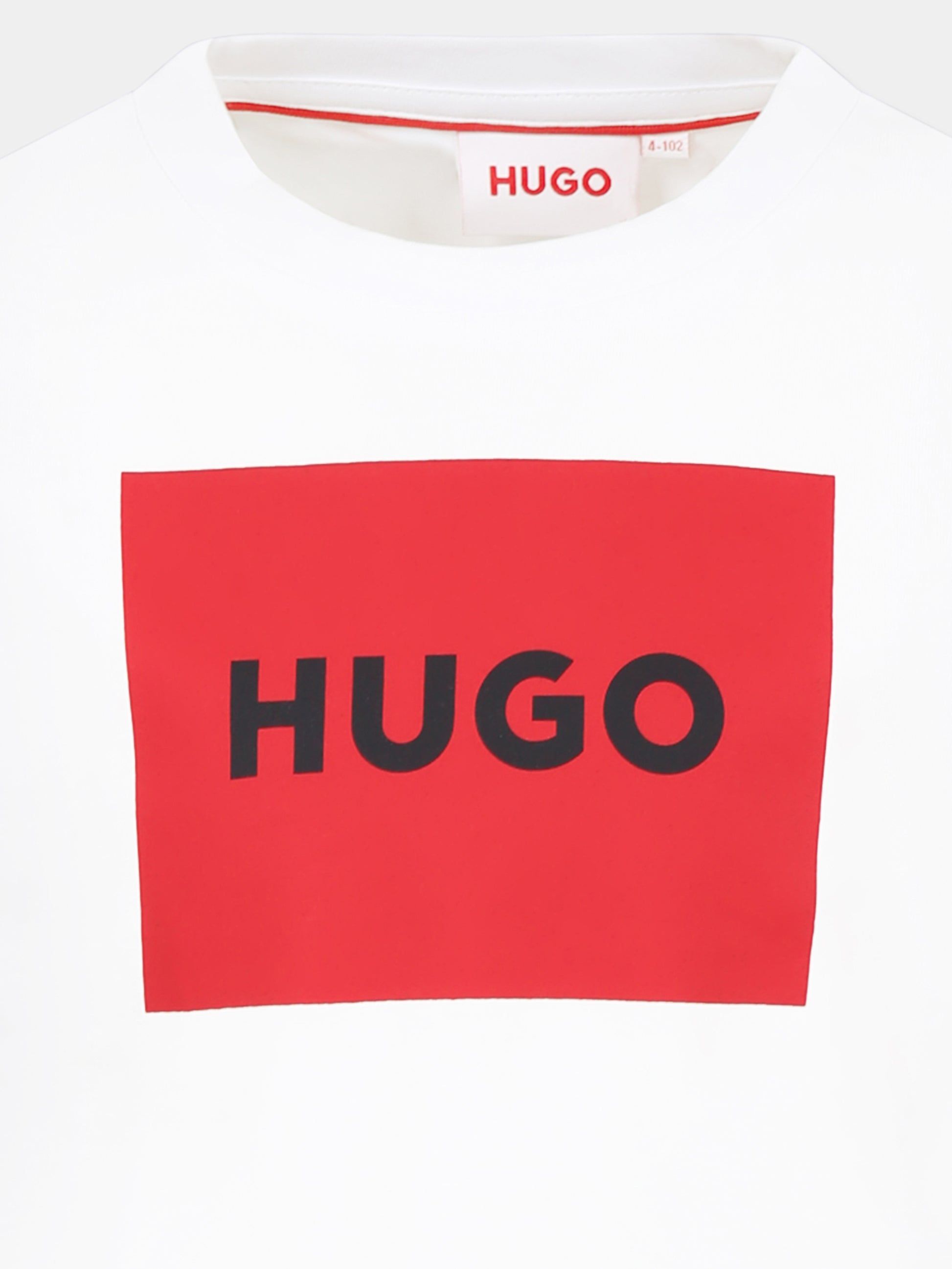T-shirt bianca per bambino con logo,Hugo,G00334 10P