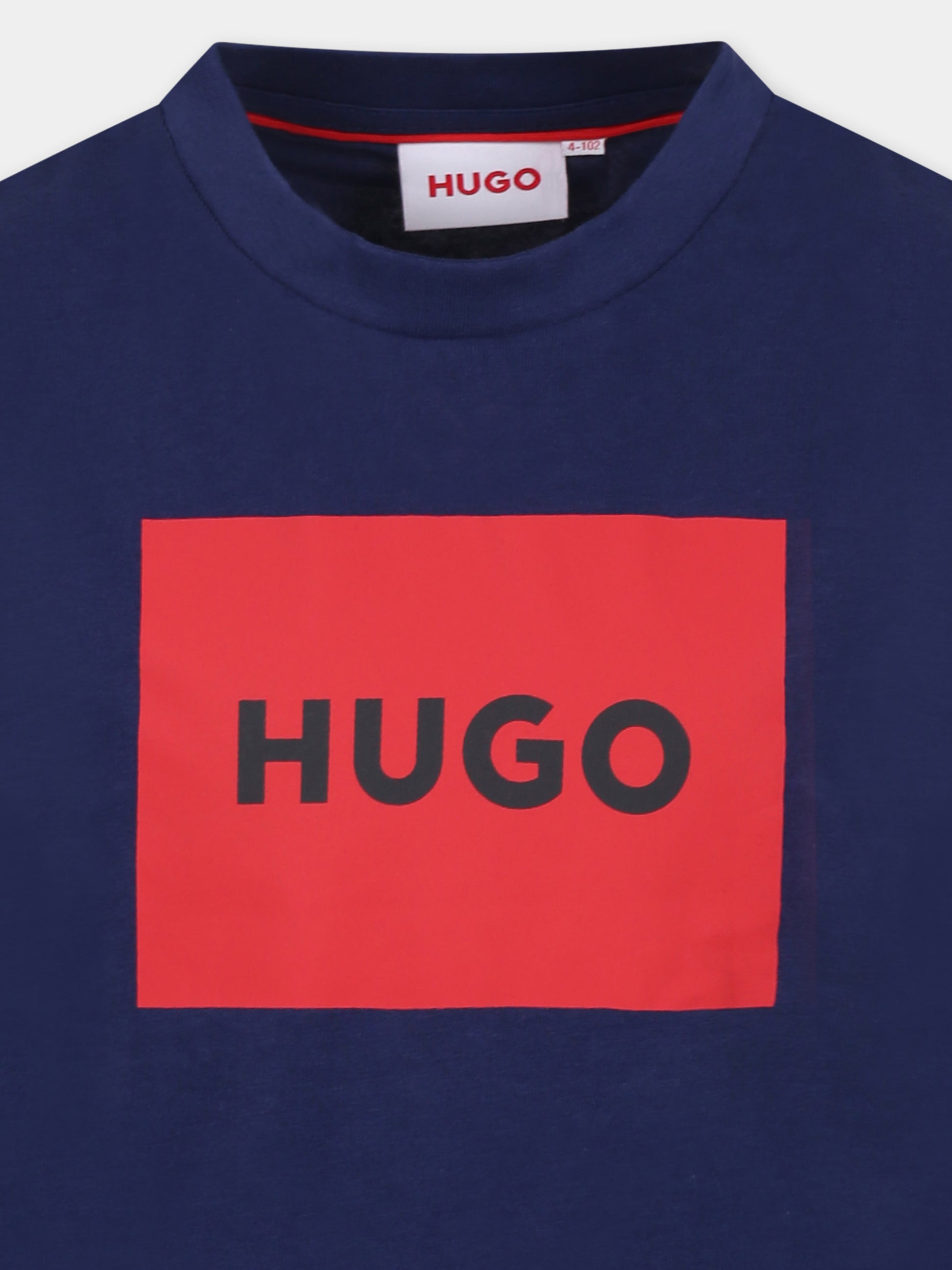 T-shirt blu per bambino con logo,Hugo,G00334 84N