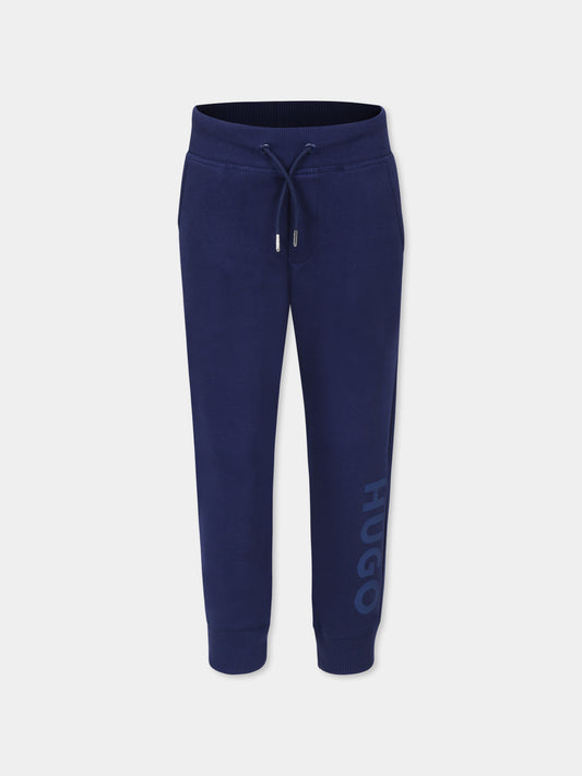 Pantaloni blu per bambino con logo,Hugo,G00362 84N