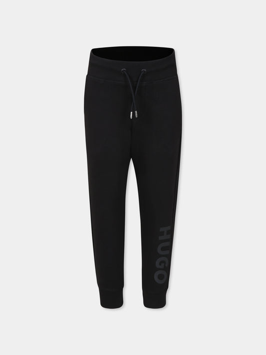 Pantaloni neri per bambino con logo,Hugo,G00362 09B