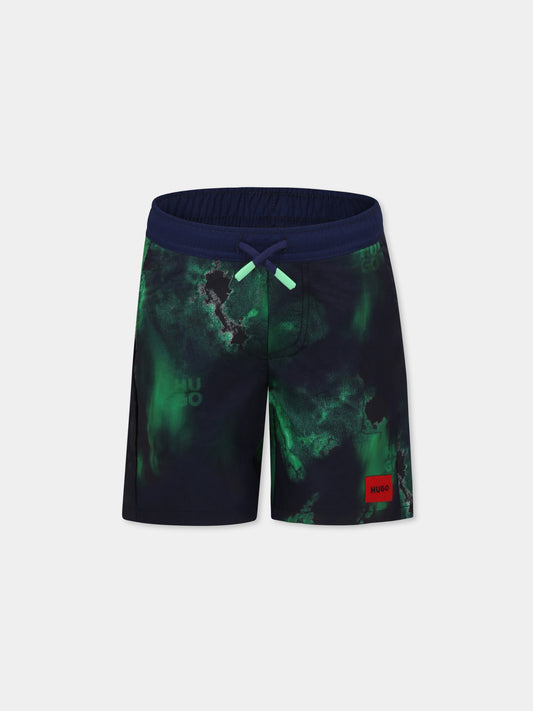 Boxer mare blu per bambino con logo,Hugo,G00330 V96