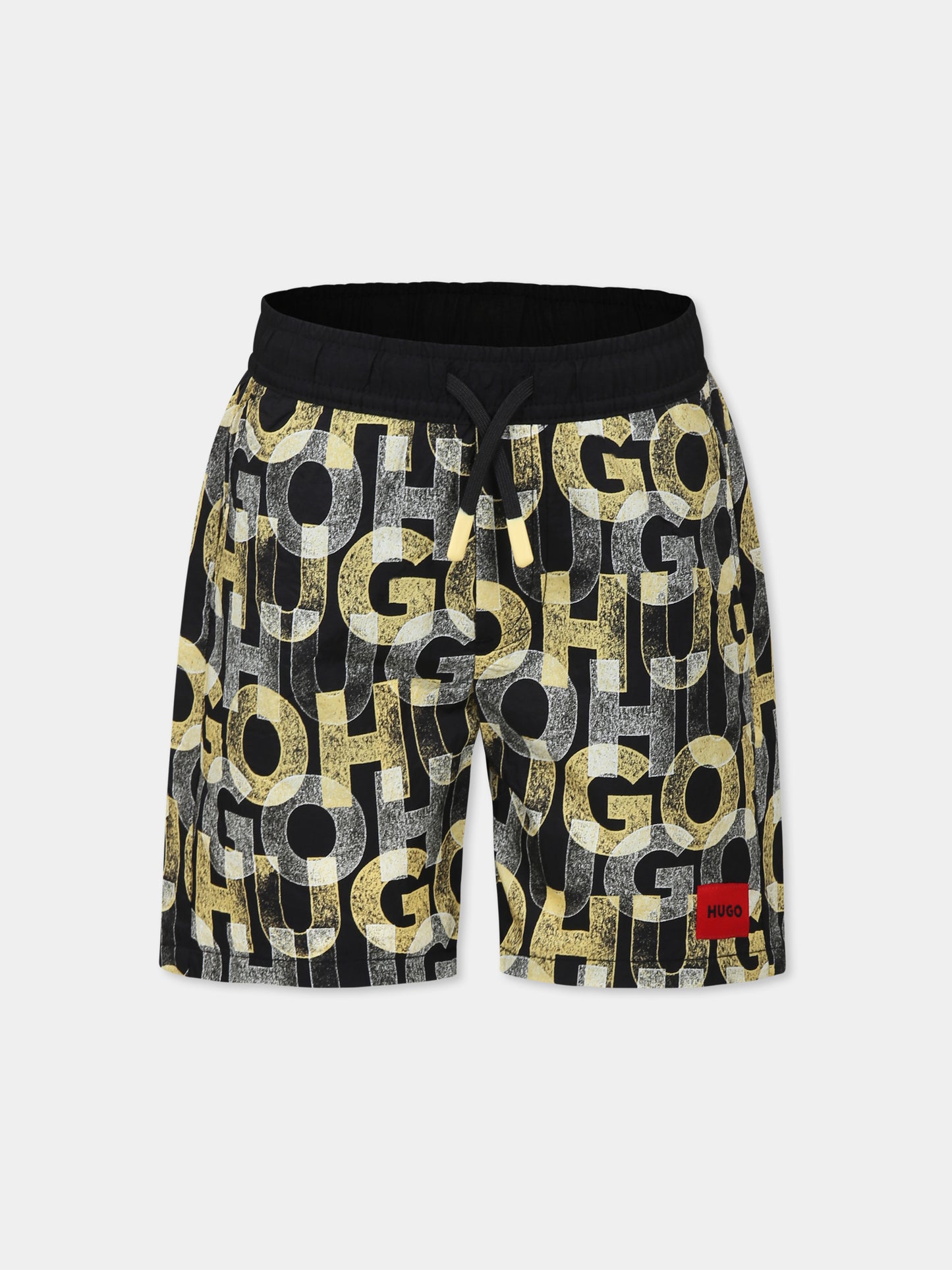 Boxer mare nero per bambino con logo all over,Hugo,G00330 M55