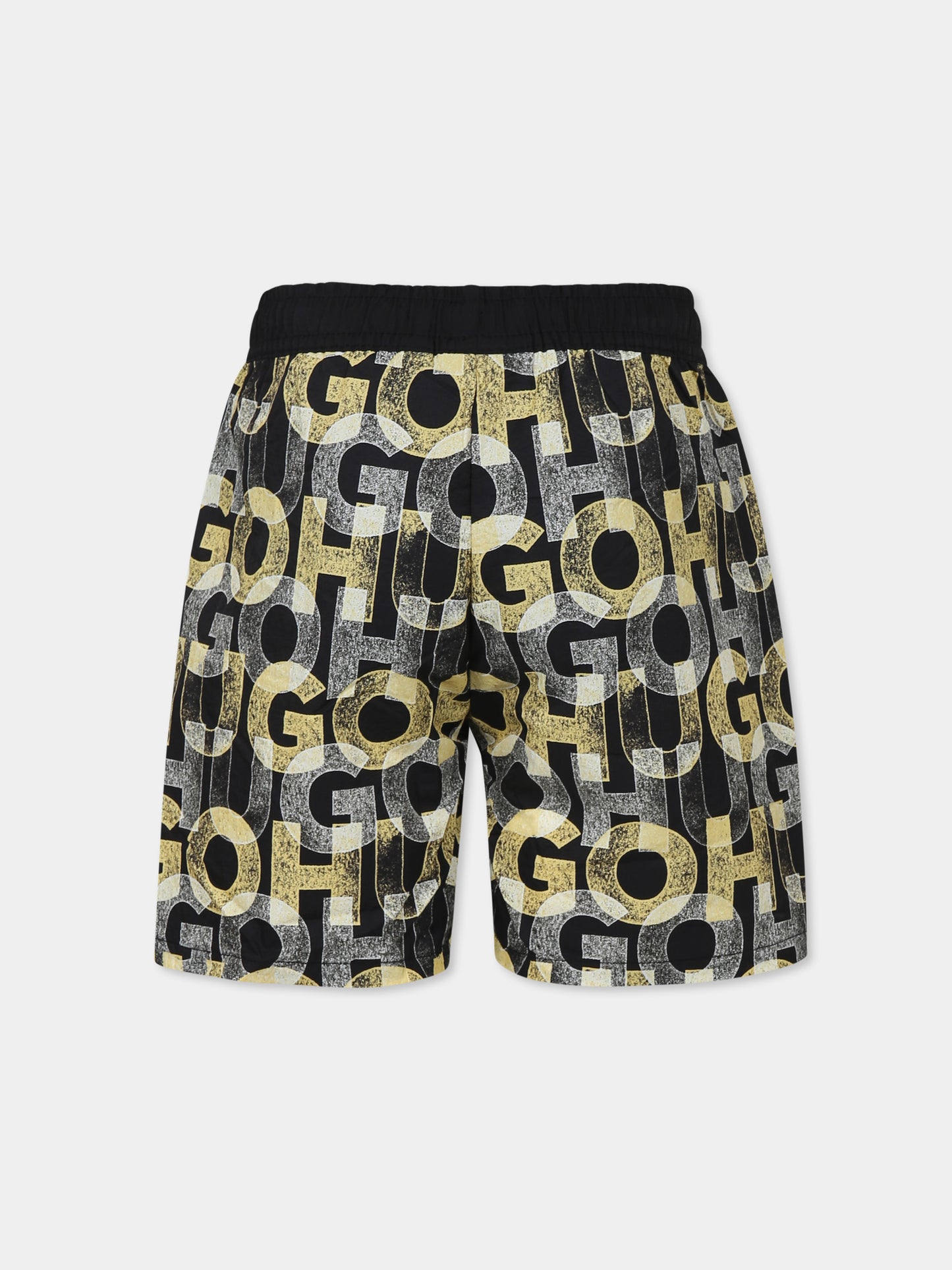 Boxer mare nero per bambino con logo all over,Hugo,G00330 M55