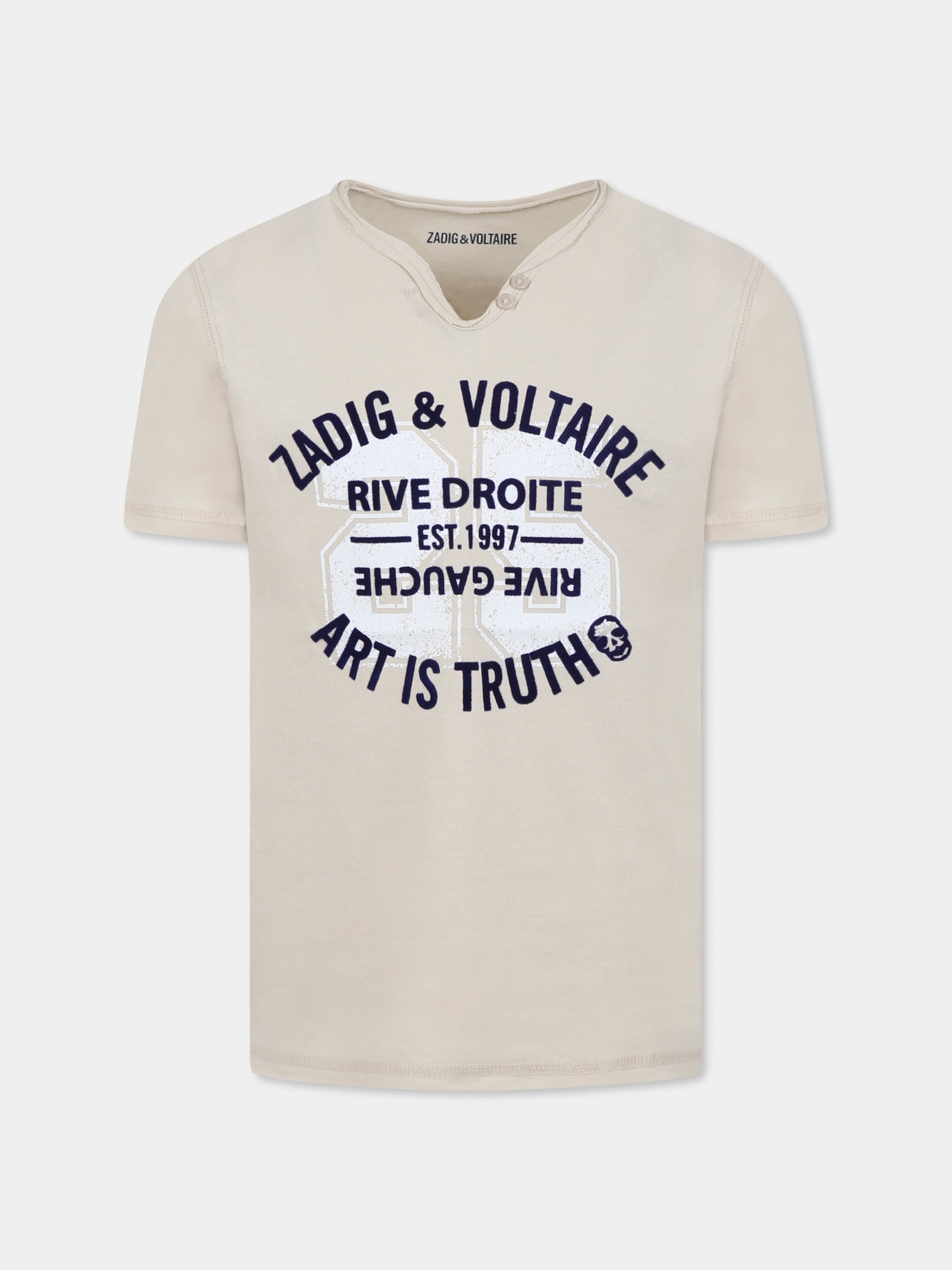 T-shirt avorio per bambino con logo,Zadig & Voltaire Kids,X60380 184
