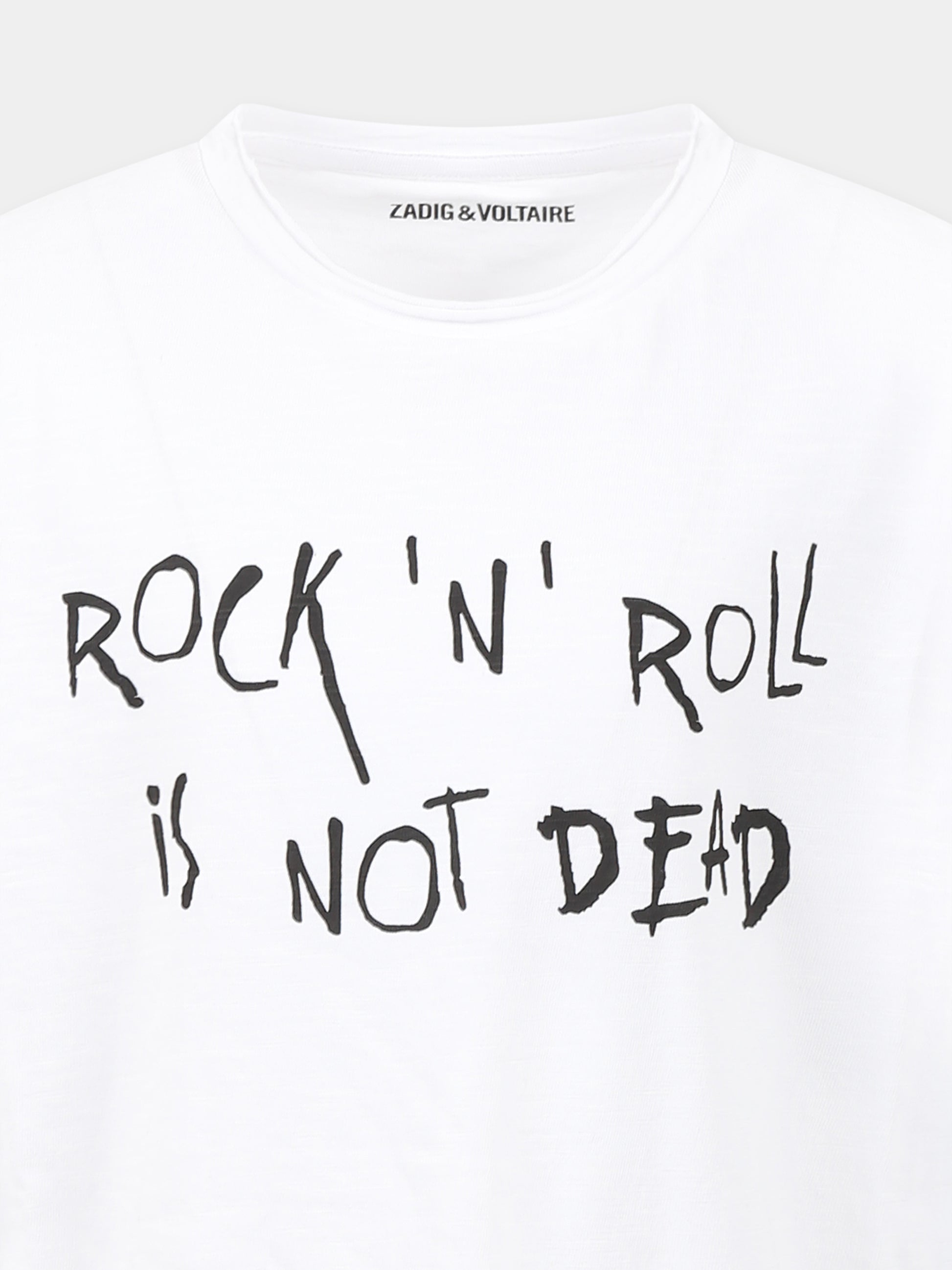 T-shirt bianca per bambini con scritta Rock  'n' roll is not dead,Zadig & Voltaire Kids,X60373 10P