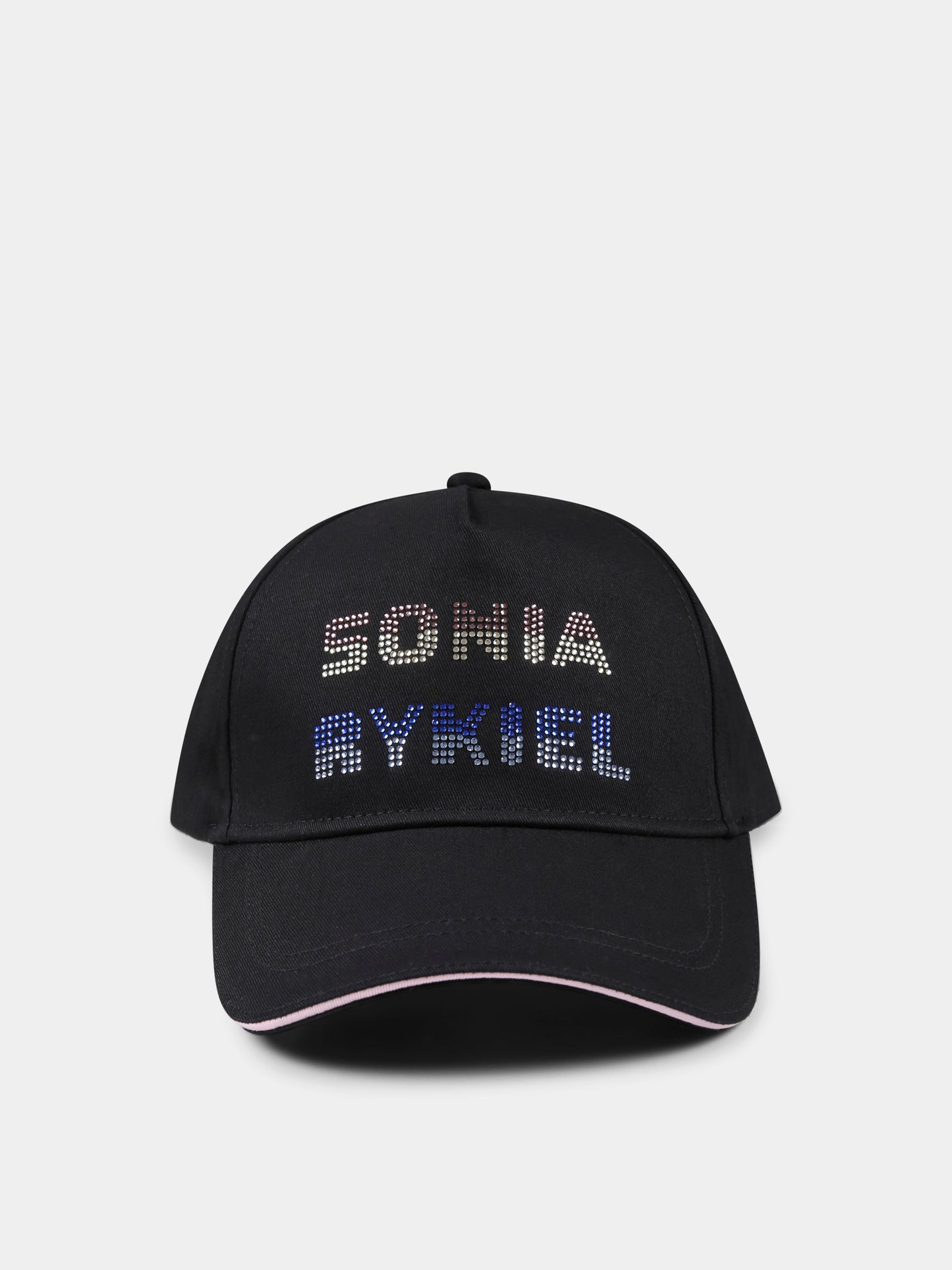Cappello nero per bambina con logo e strass,Sonia Rykiel Paris,A00316 09B