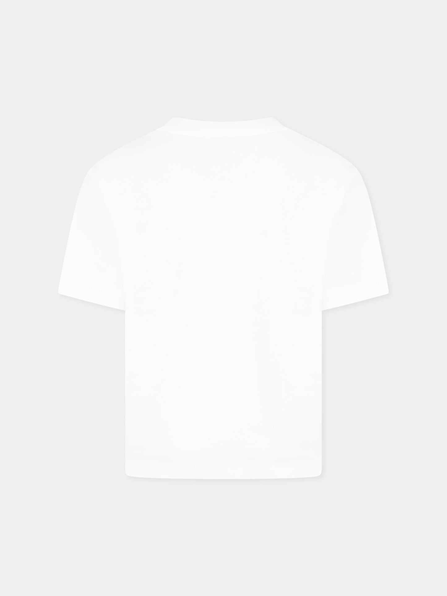 White t-shirt for girl with sneakers print