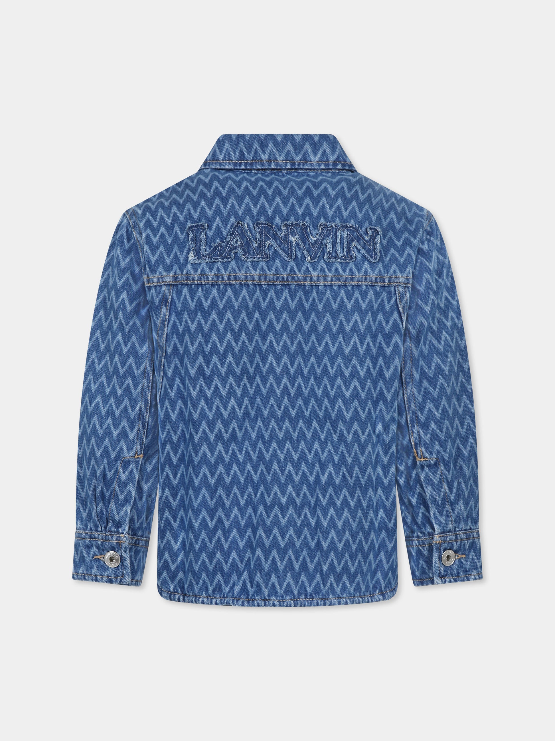 Camicia denim per bambino con logo e motivo Curb,Lanvin Petite,N30227 Z03