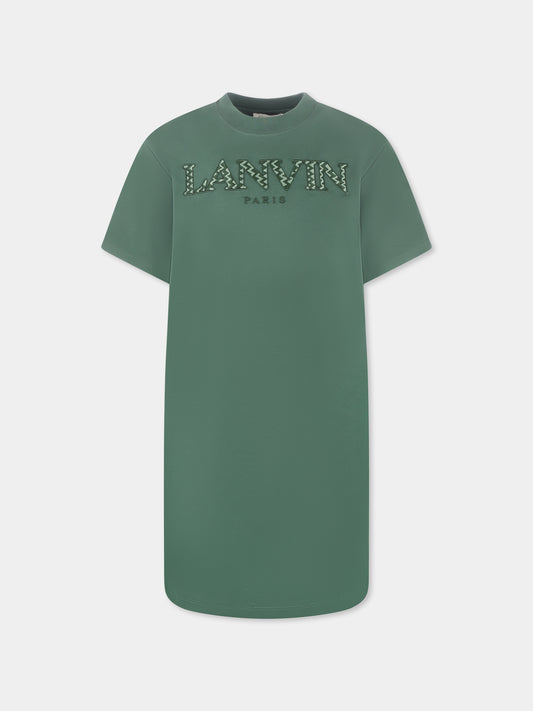 Green dress for girl with logo