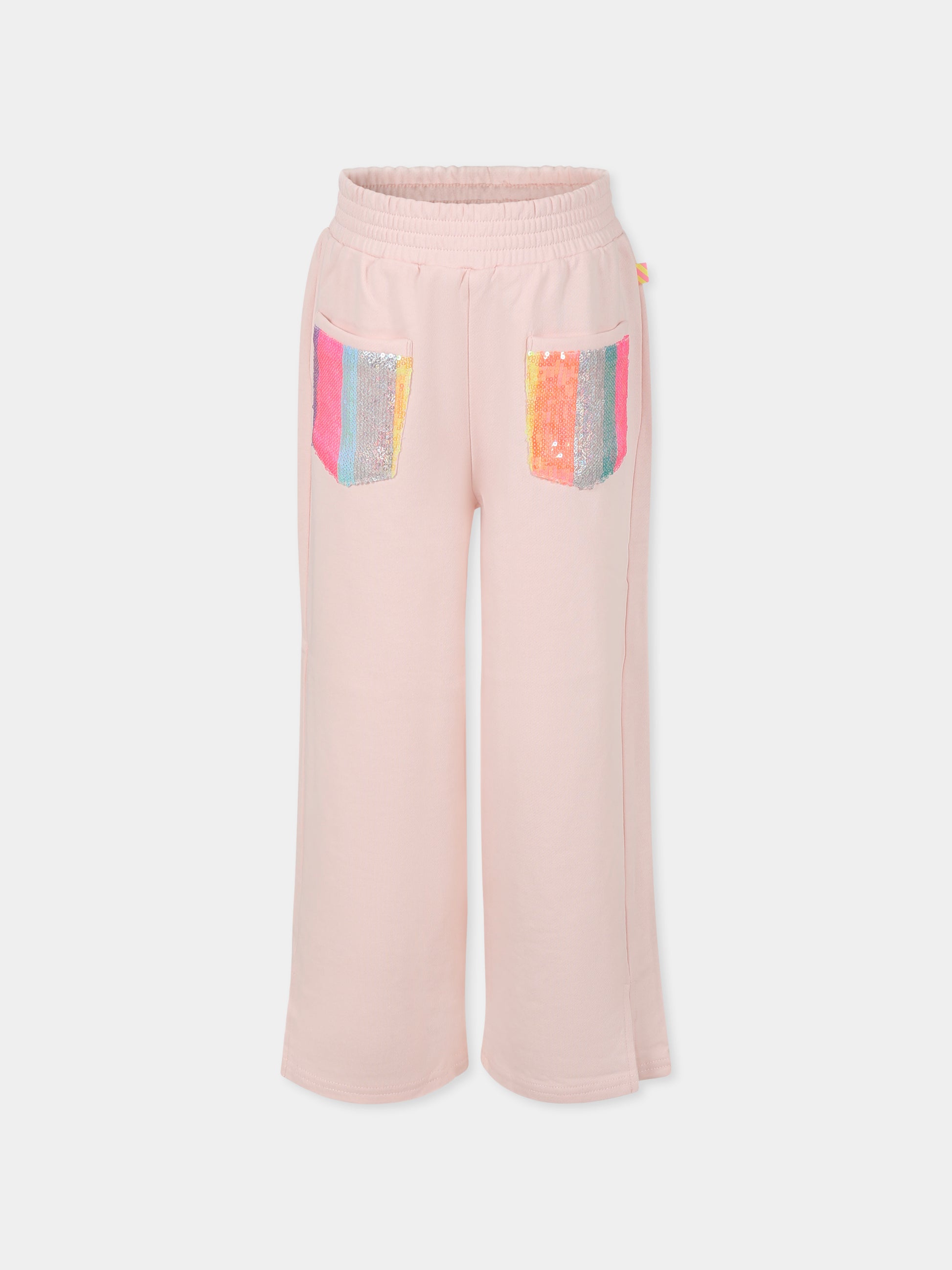 Pantaloni rosa per bambina con paillettes,Billieblush,U21065 45X