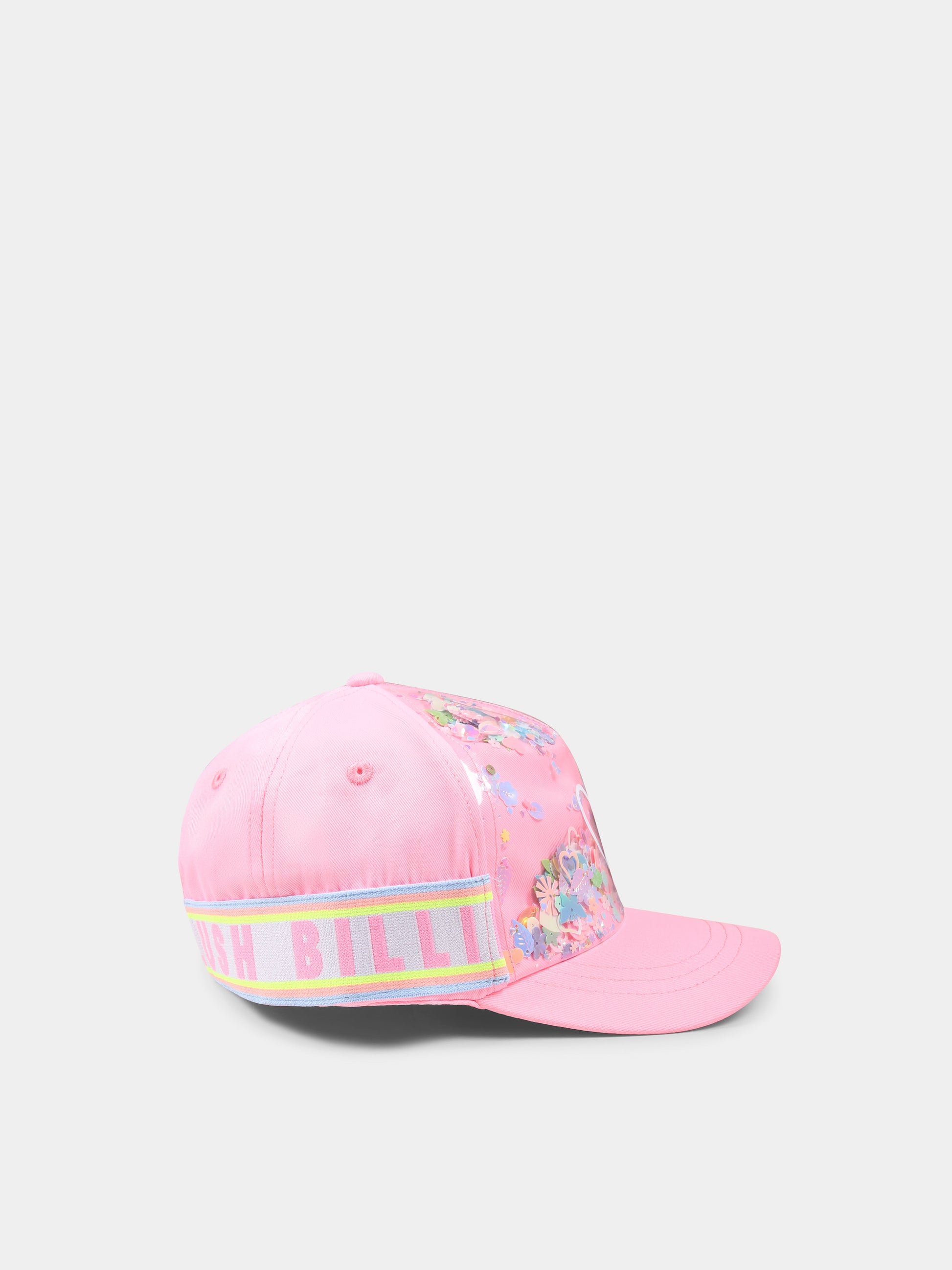 Cappello rosa per bambina con paillettes e logo,Billieblush,U20760 462
