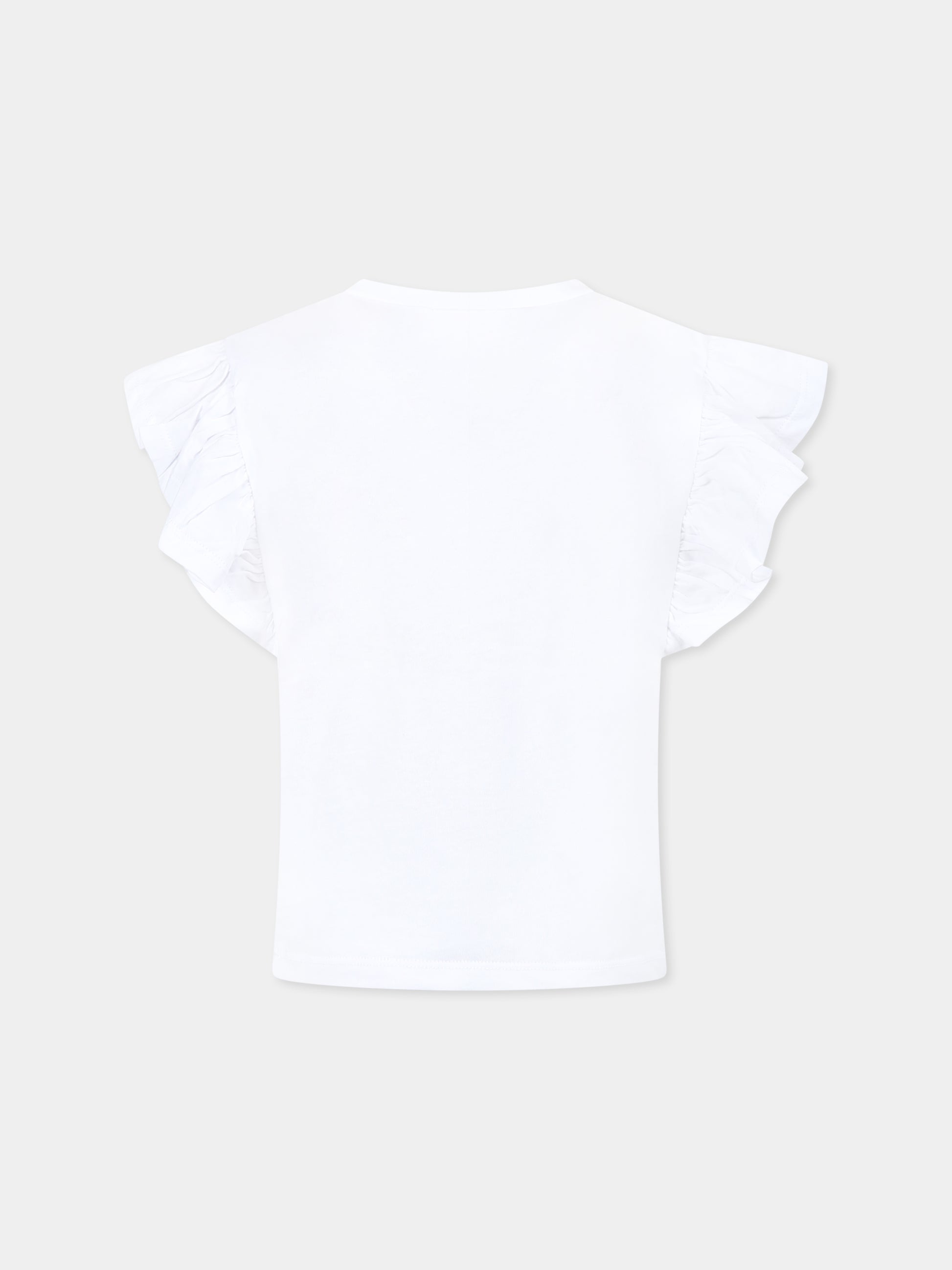 T-shirt bianca per bambina con cuore,Billieblush,U21045 10P