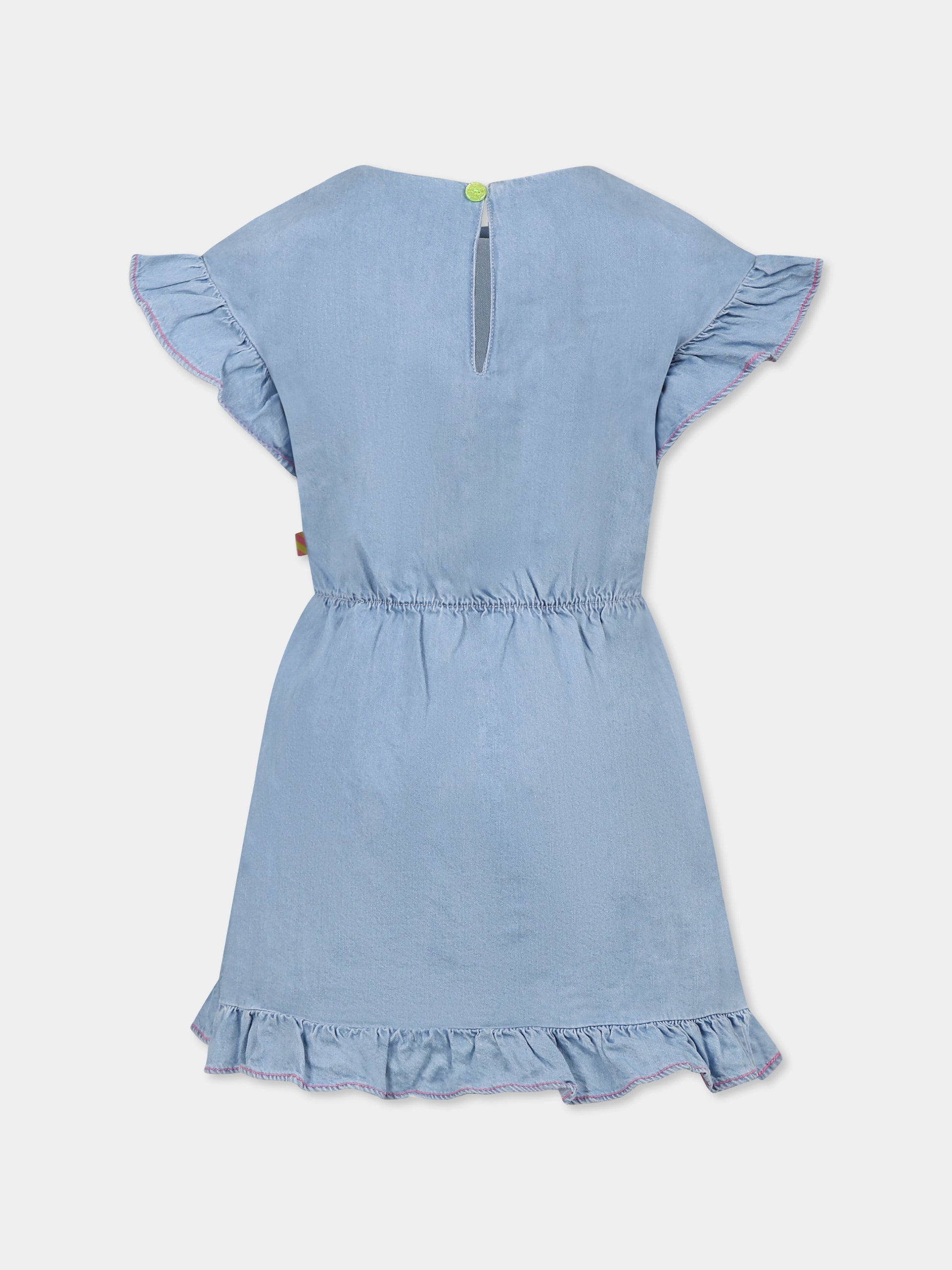 Vestito denim per bambina con palma e scritta,Billieblush,U21024 Z04