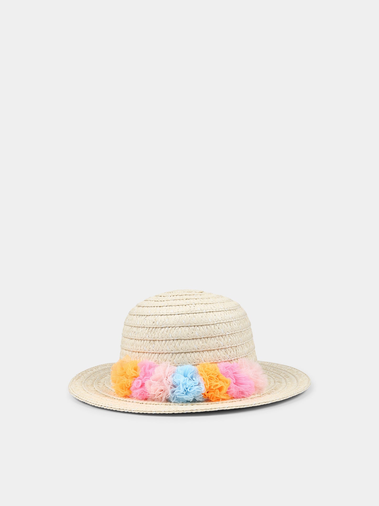 Cappello di paglia beige per bambina con rouches,Billieblush,U21112 Z41