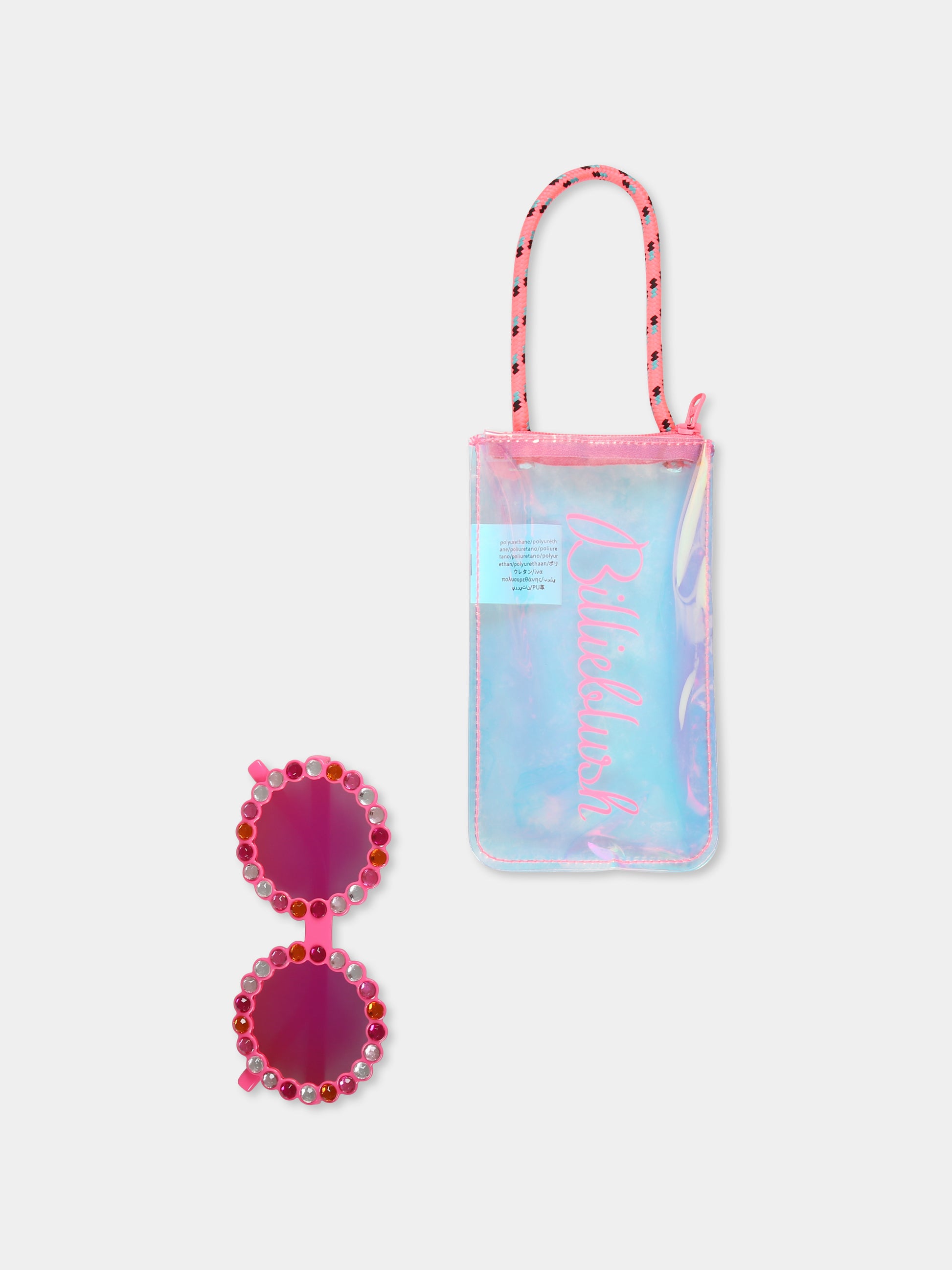 Occhiali da sole fucsia per bambina con strass,Billieblush,U20809 462
