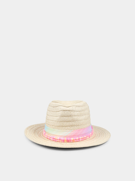 Cappello beige per bambina con logo e perline,Billieblush,U20757 Z41