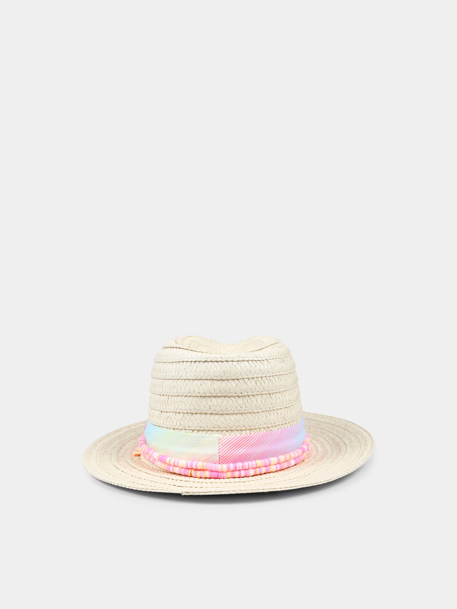 Cappello beige per bambina con logo e perline,Billieblush,U20757 Z41