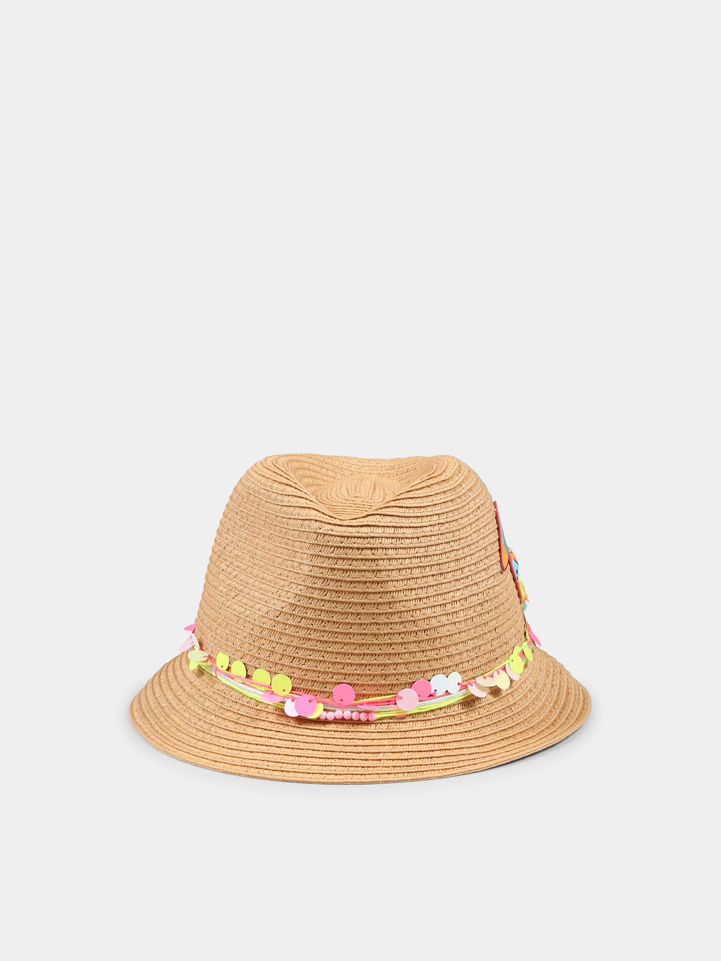 Cappello beige per bambina con pappagallo,Billieblush,U20756 47A