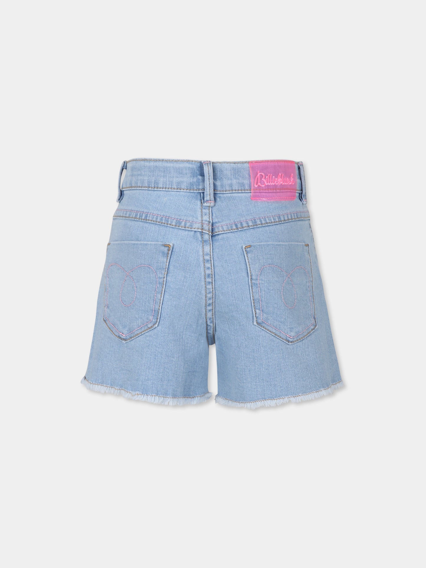 Shorts denim per bambina con  sole e paillettes,Billieblush,U20890 Z18