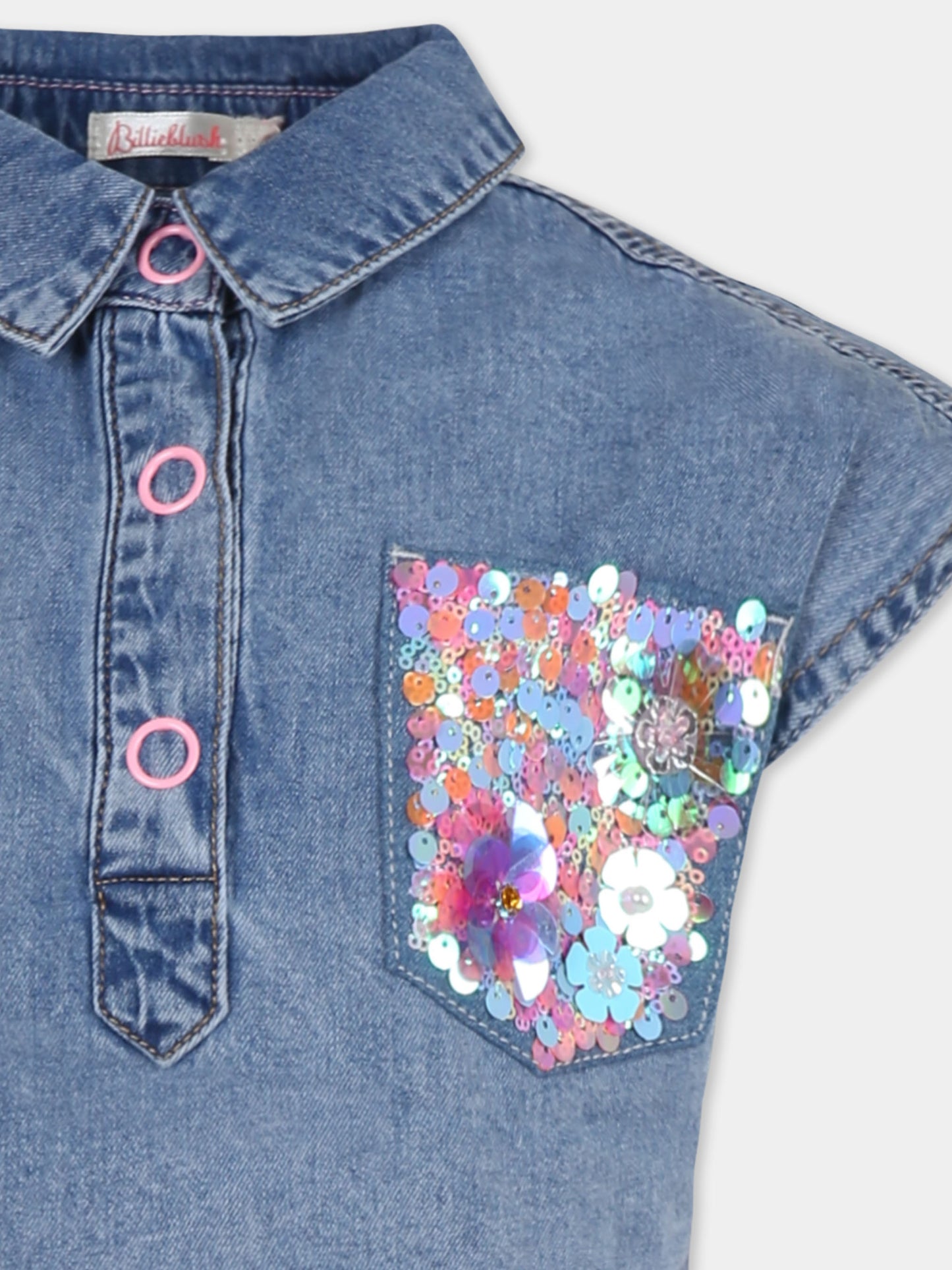 Vestito denim per bambian con paillettes,Billieblush,U21022 Z25