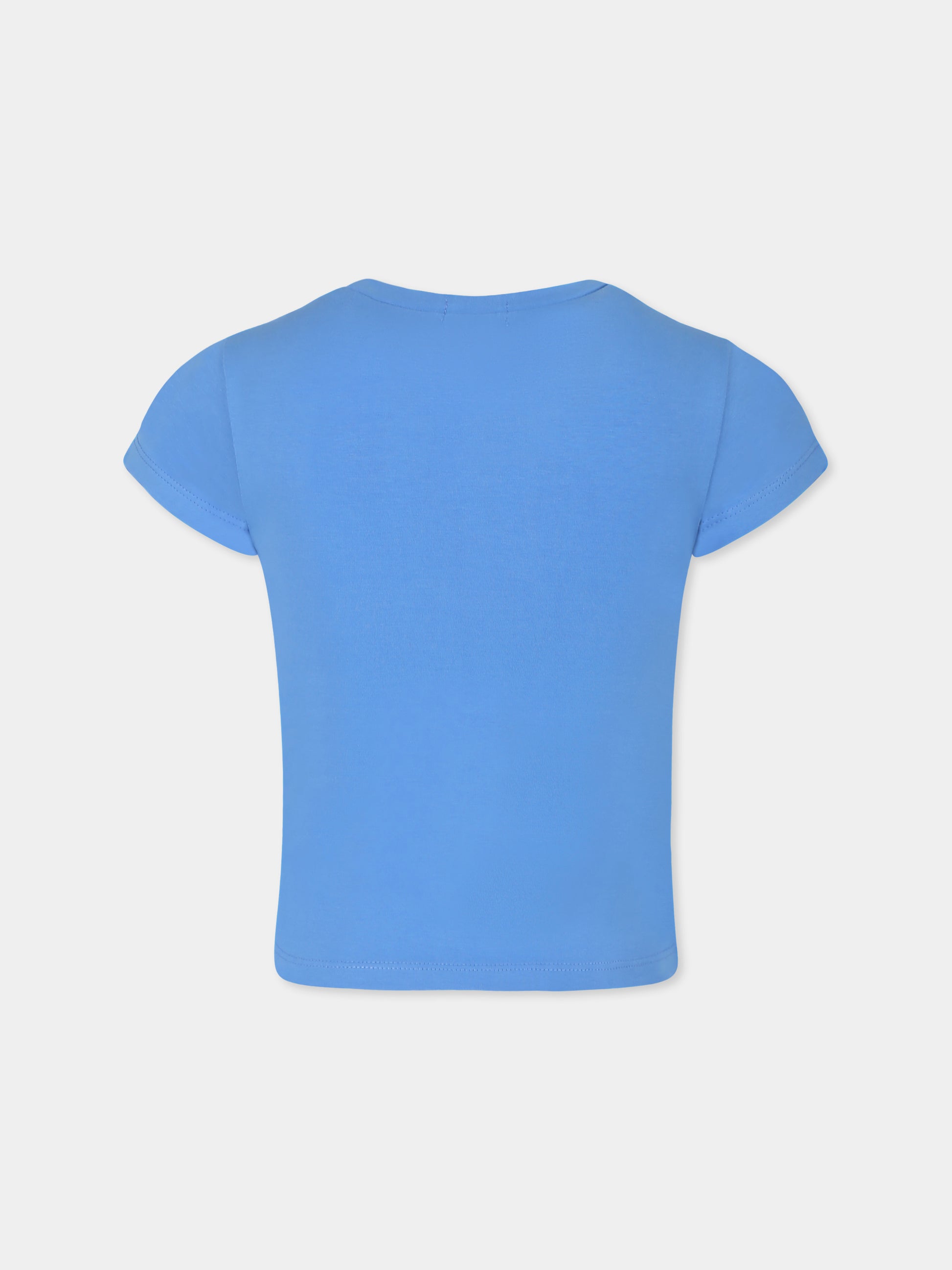 T-shirt blu per bambina con cuori e scritta,Billieblush,U20923 784