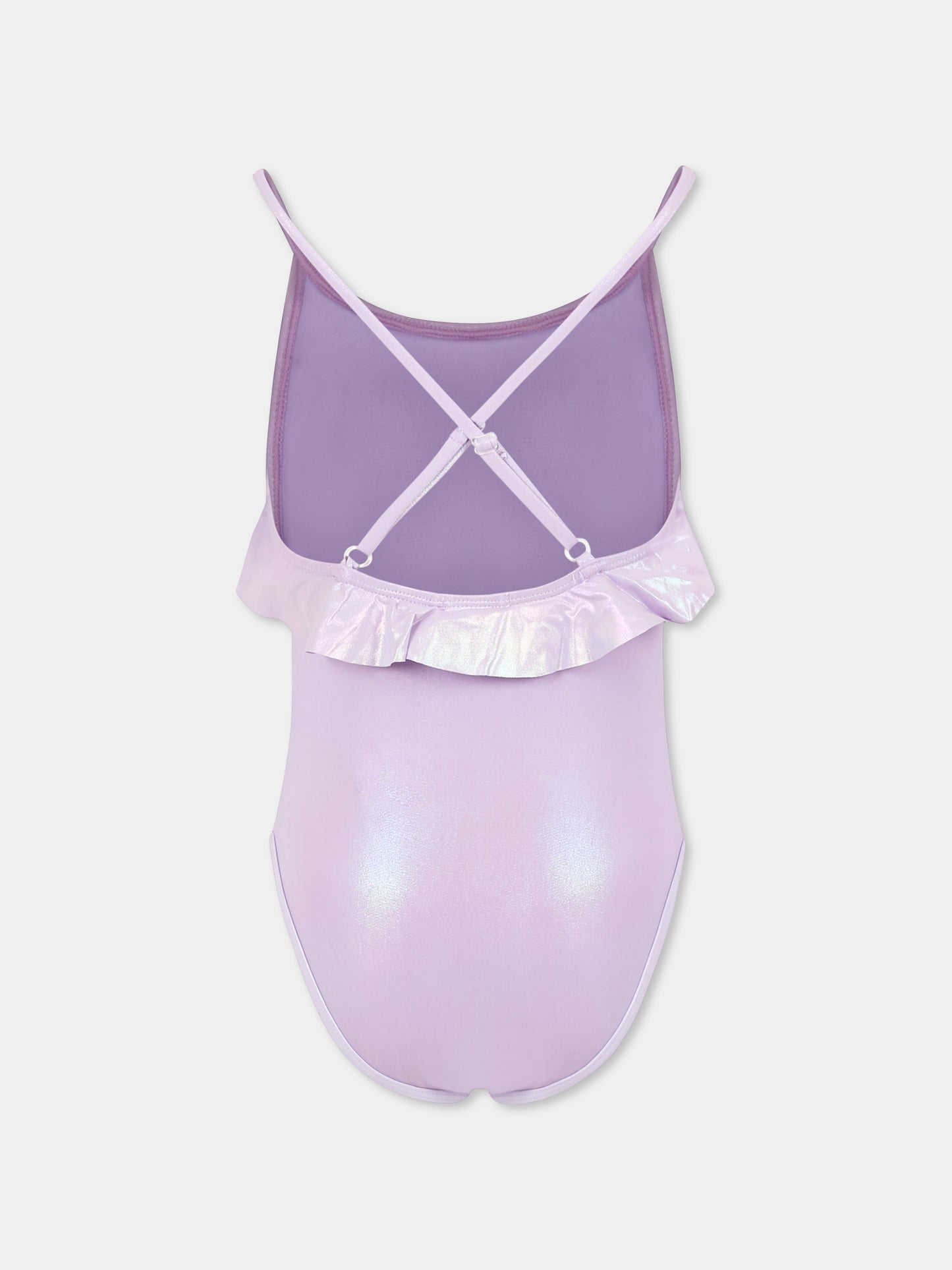 Costume intero viola per bambina con paillettes,Billieblush,U20925 Z41