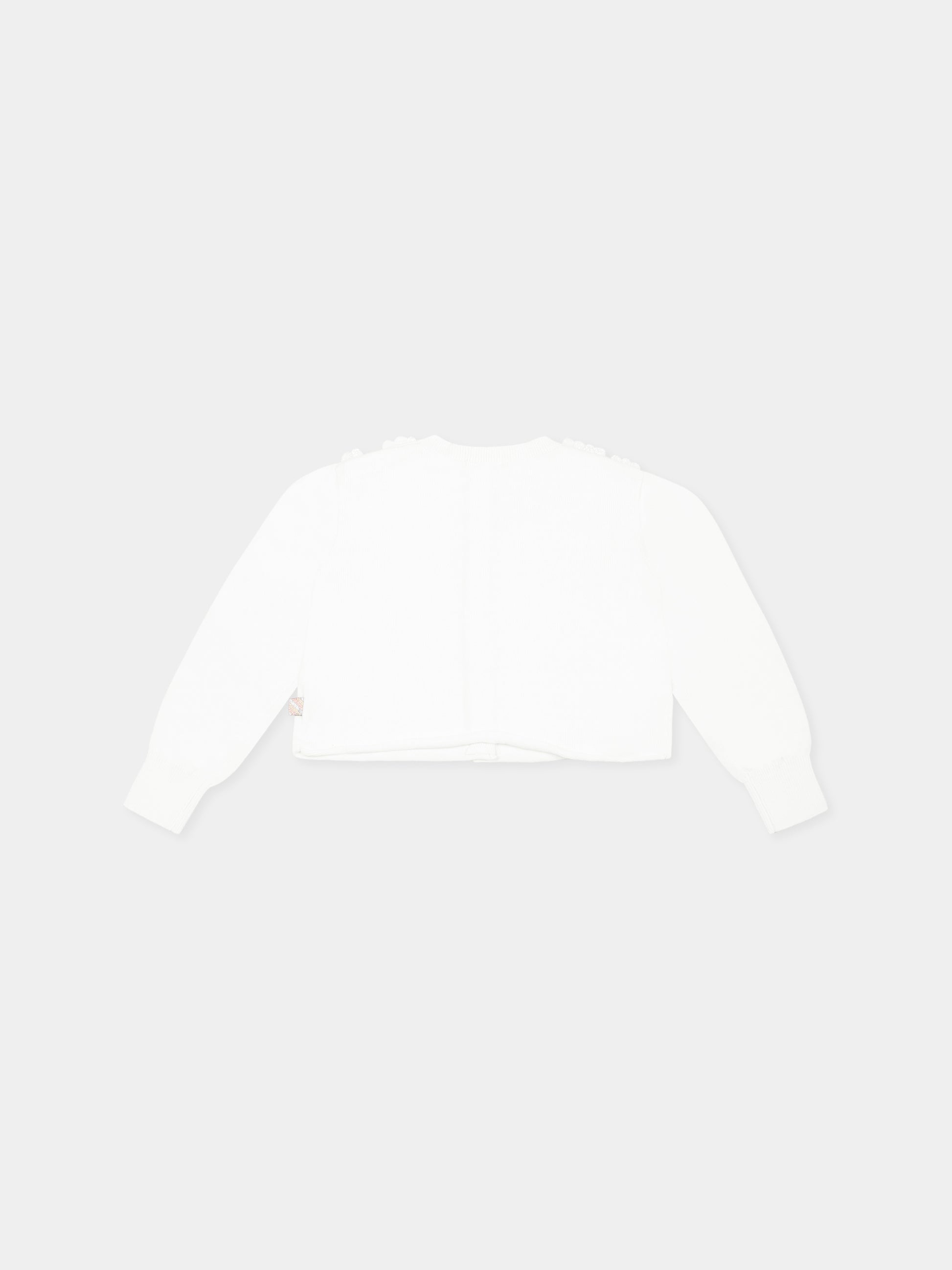 Cardigan avorio per bambina con paillettes,Billieblush,U20993 121