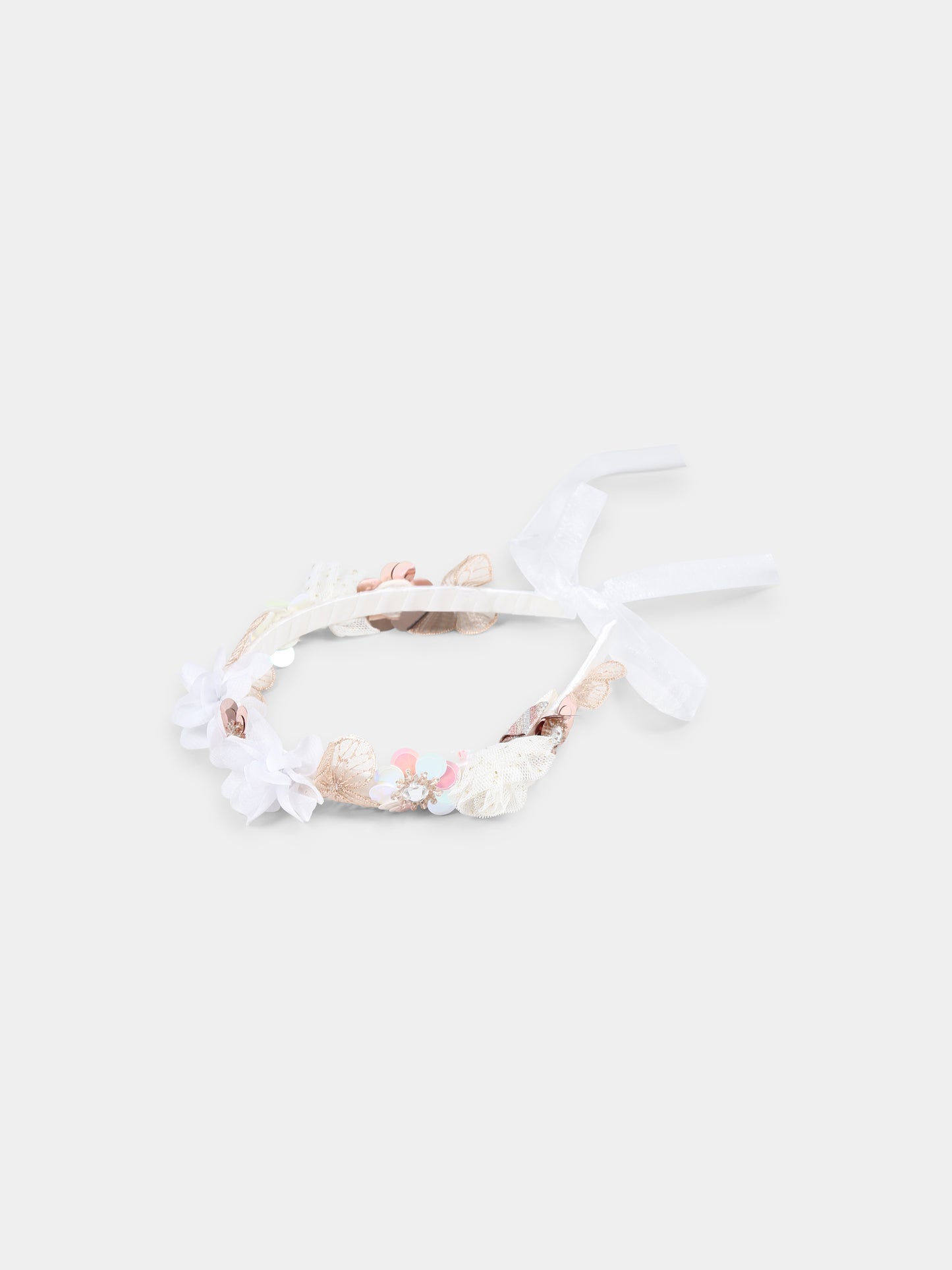 Ivory headband for girl with flowers