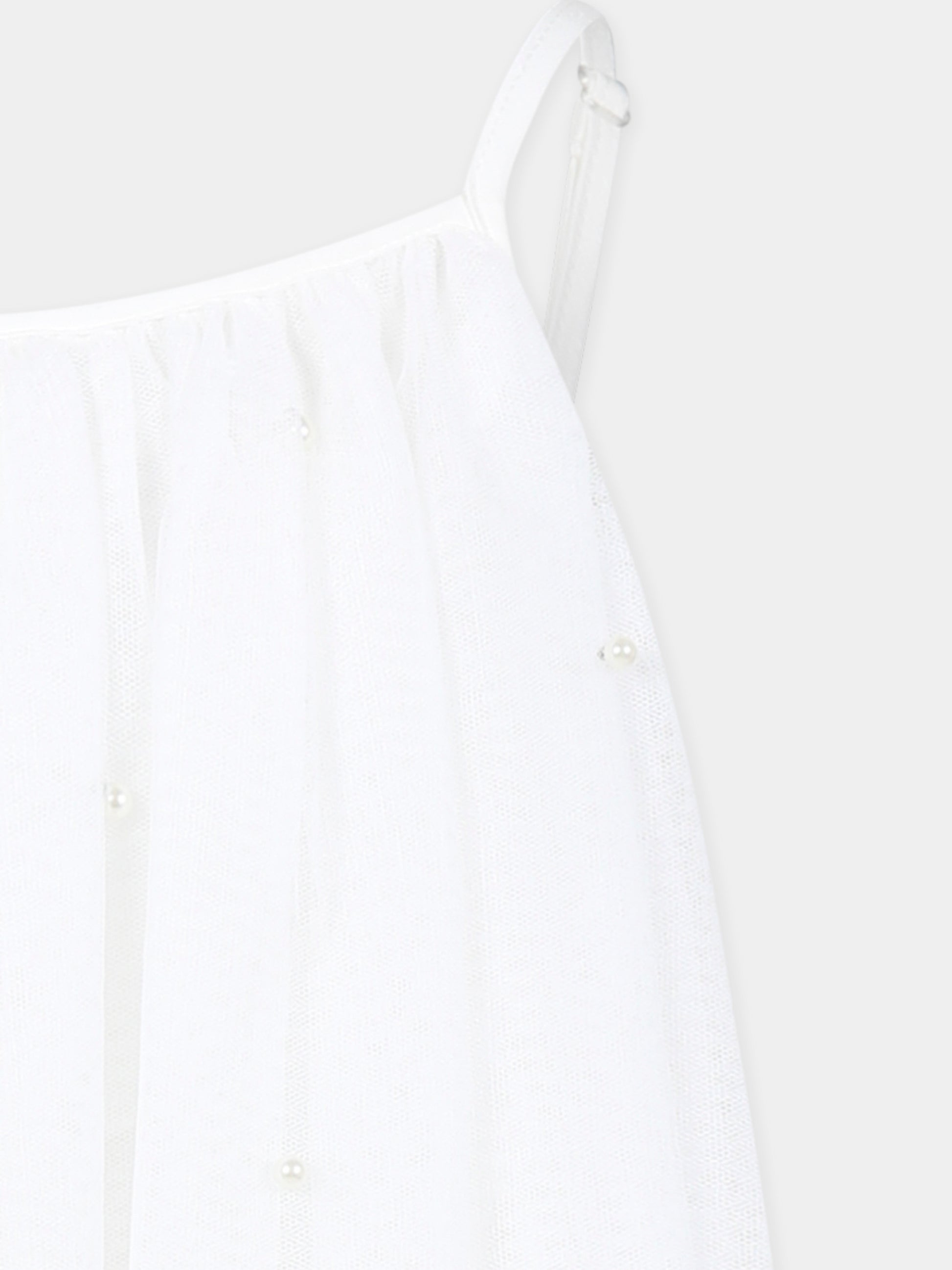 Vestito bianco per bambina con perle,Billieblush,U21131 121