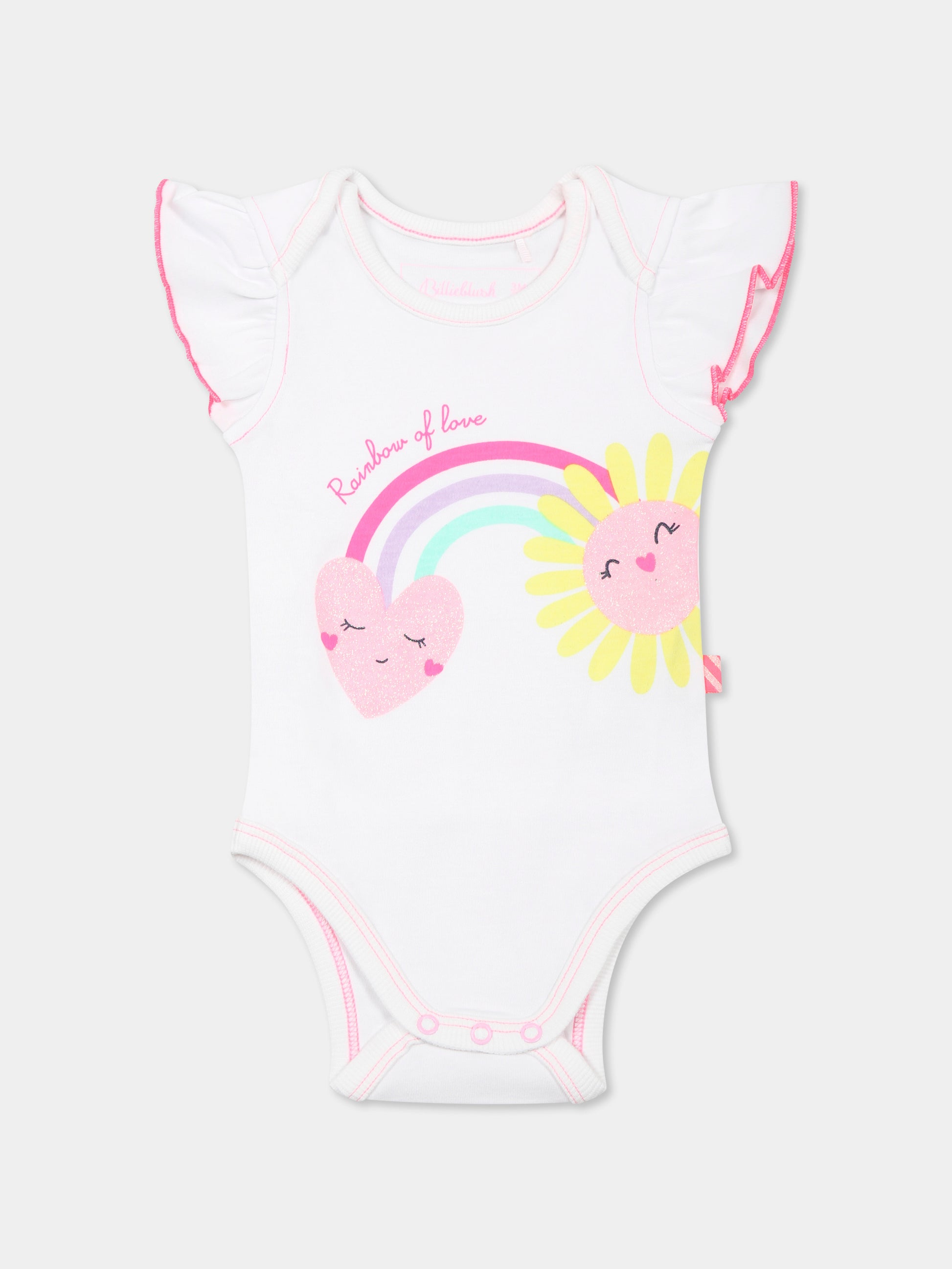 Body bianco per neonata con arcobaleno,Billieblush,U21103 10P