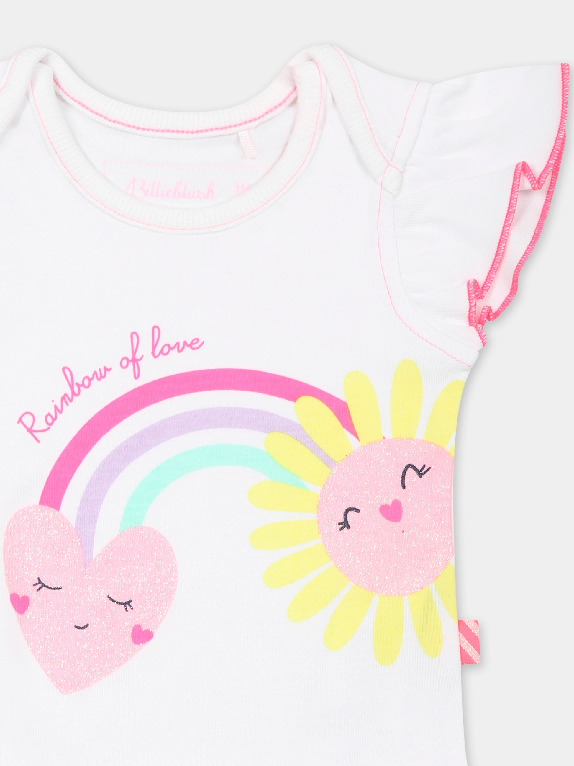 Body bianco per neonata con arcobaleno,Billieblush,U21103 10P