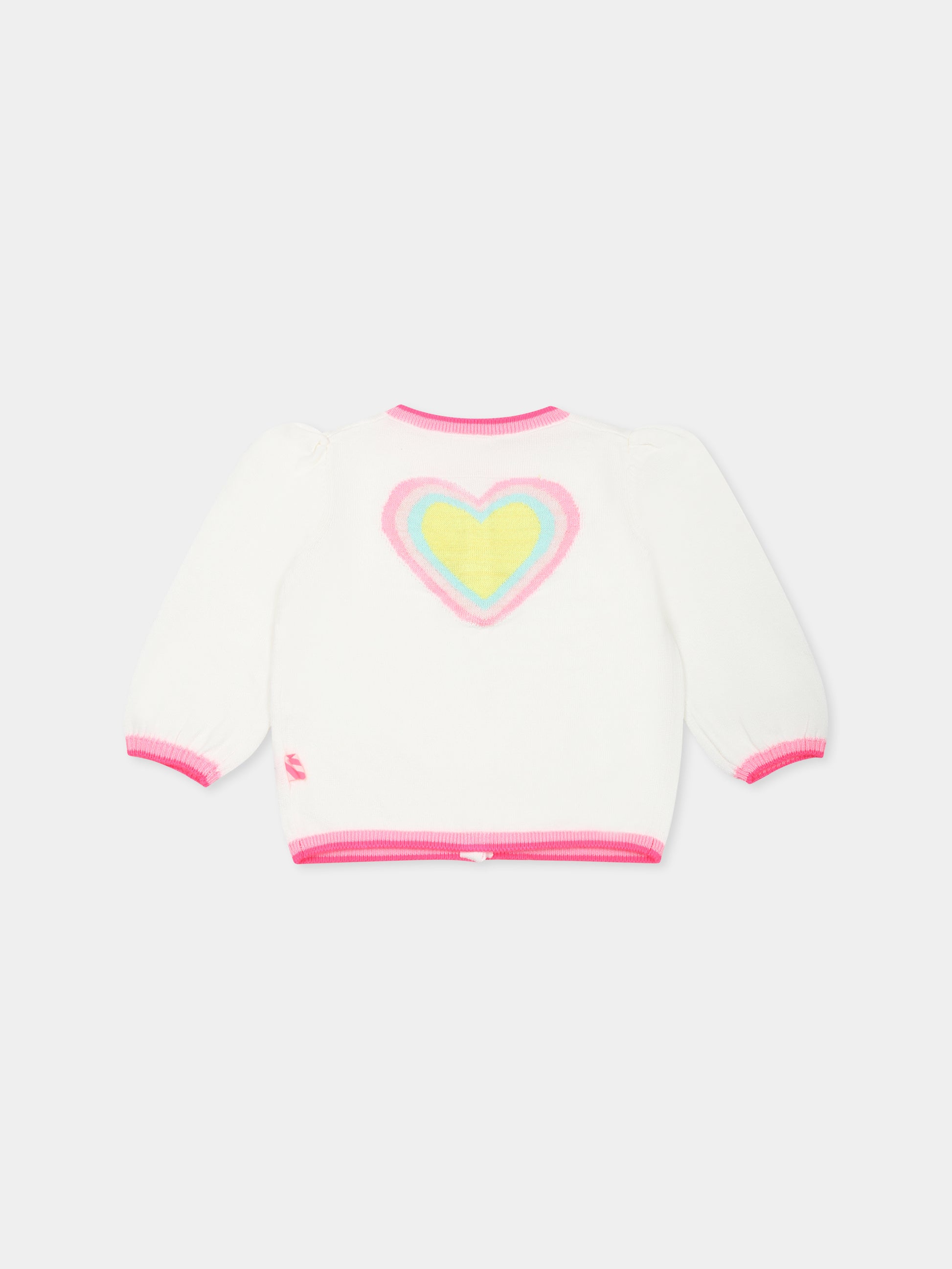 Cardigan avorio per neonata con cuore,Billieblush,U20827 121
