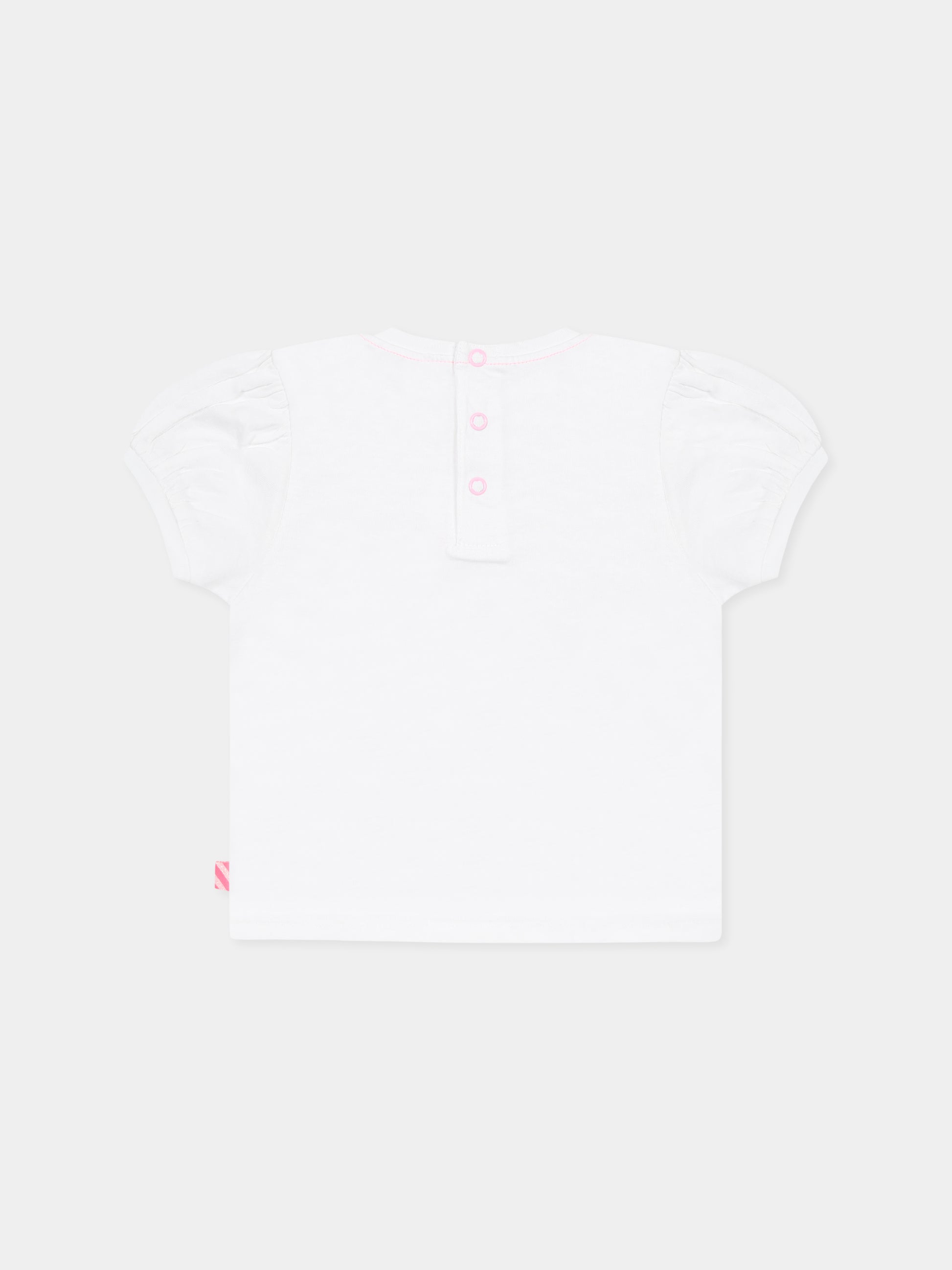 T-shirt bianca per neonata con stampa fragola,Billieblush,U20826 10P