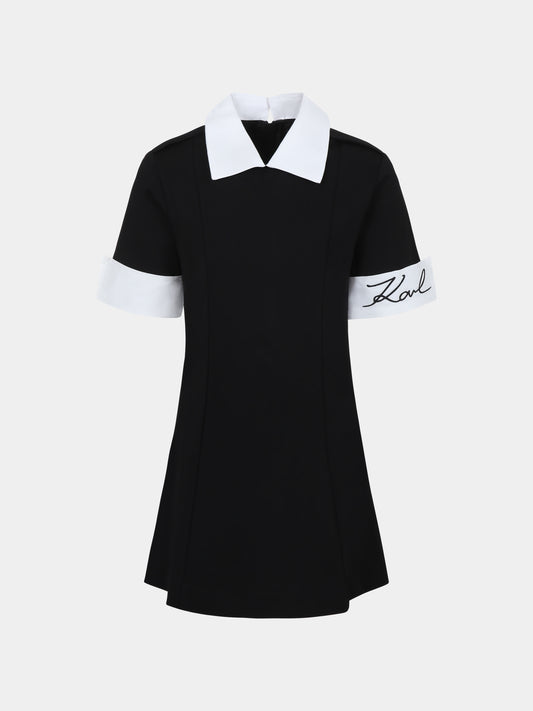 Vestito nero per bambina con logo,Karl Lagerfeld Kids,Z30462 09B