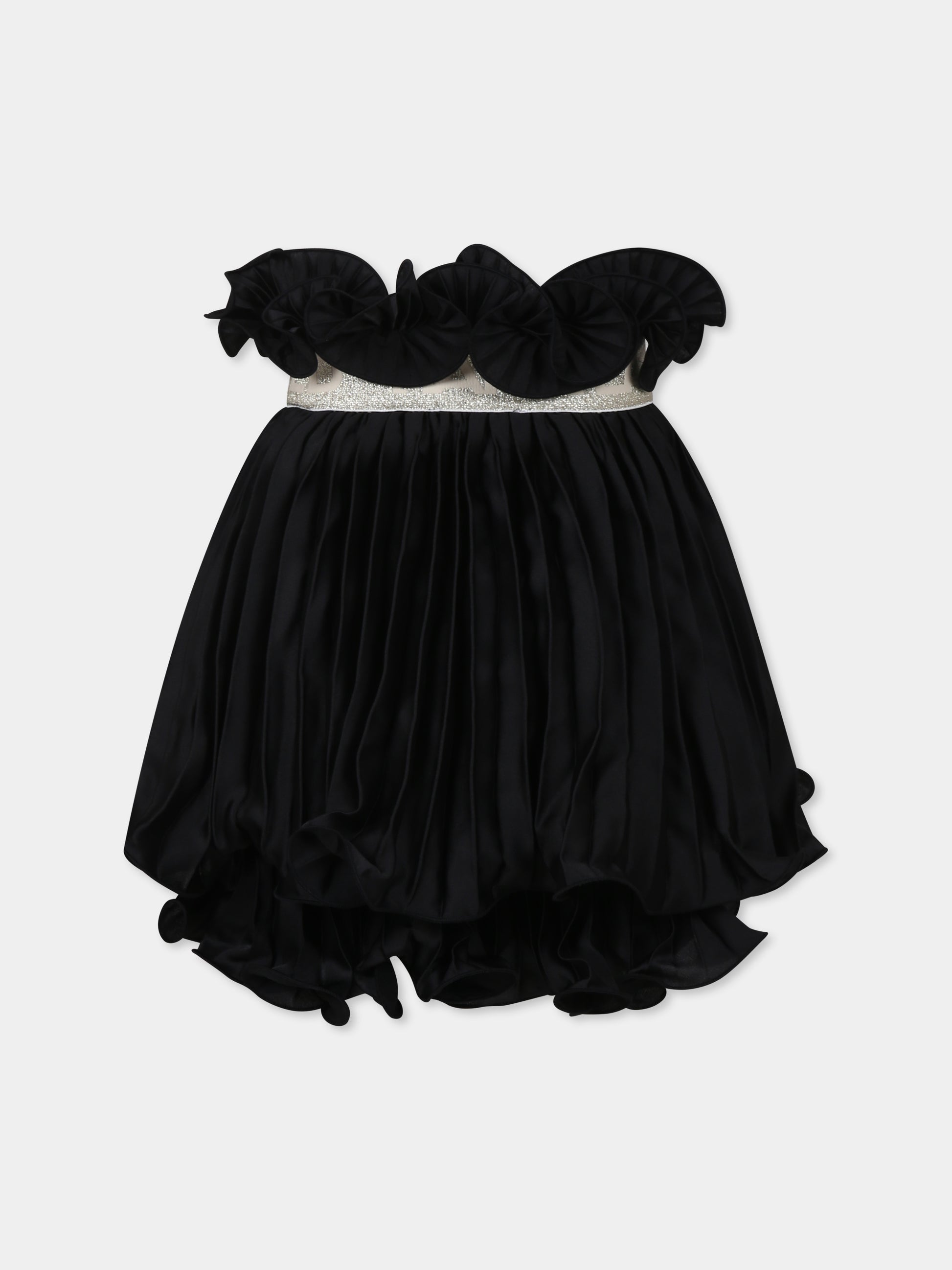 Gonna nera per bambina con logo,Karl Lagerfeld Kids,Z30475 09B