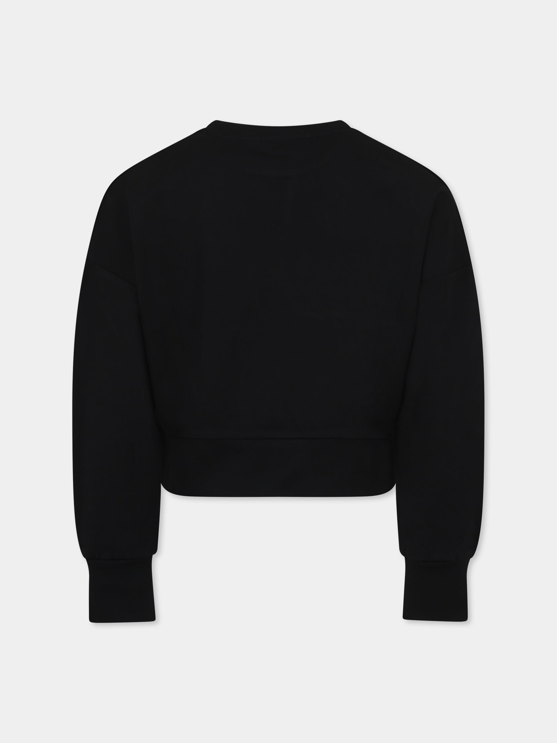 Felpa nera per bambina con logo e strass,Karl Lagerfeld Kids,Z30469 09B